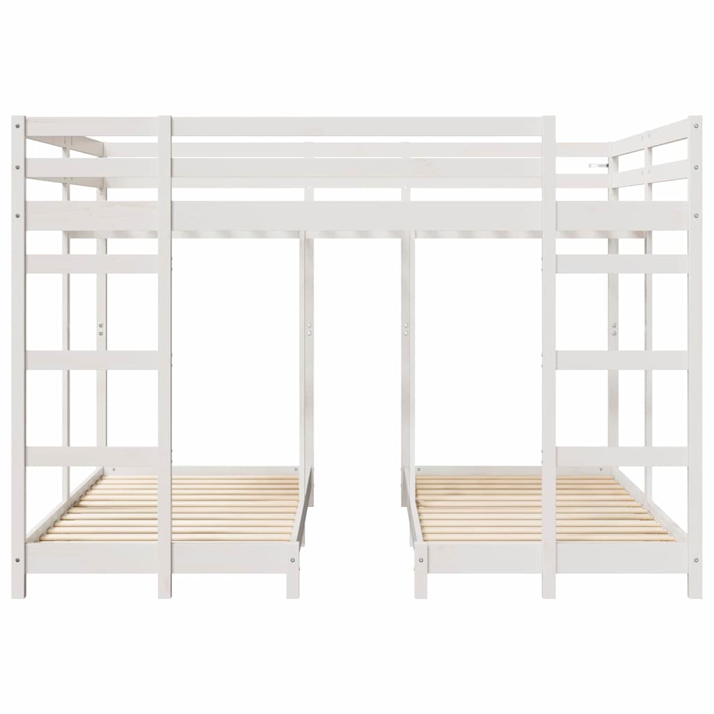 Cadre de lit superposé triple, blanc, en pin massif, 160 × 200 cm - 4