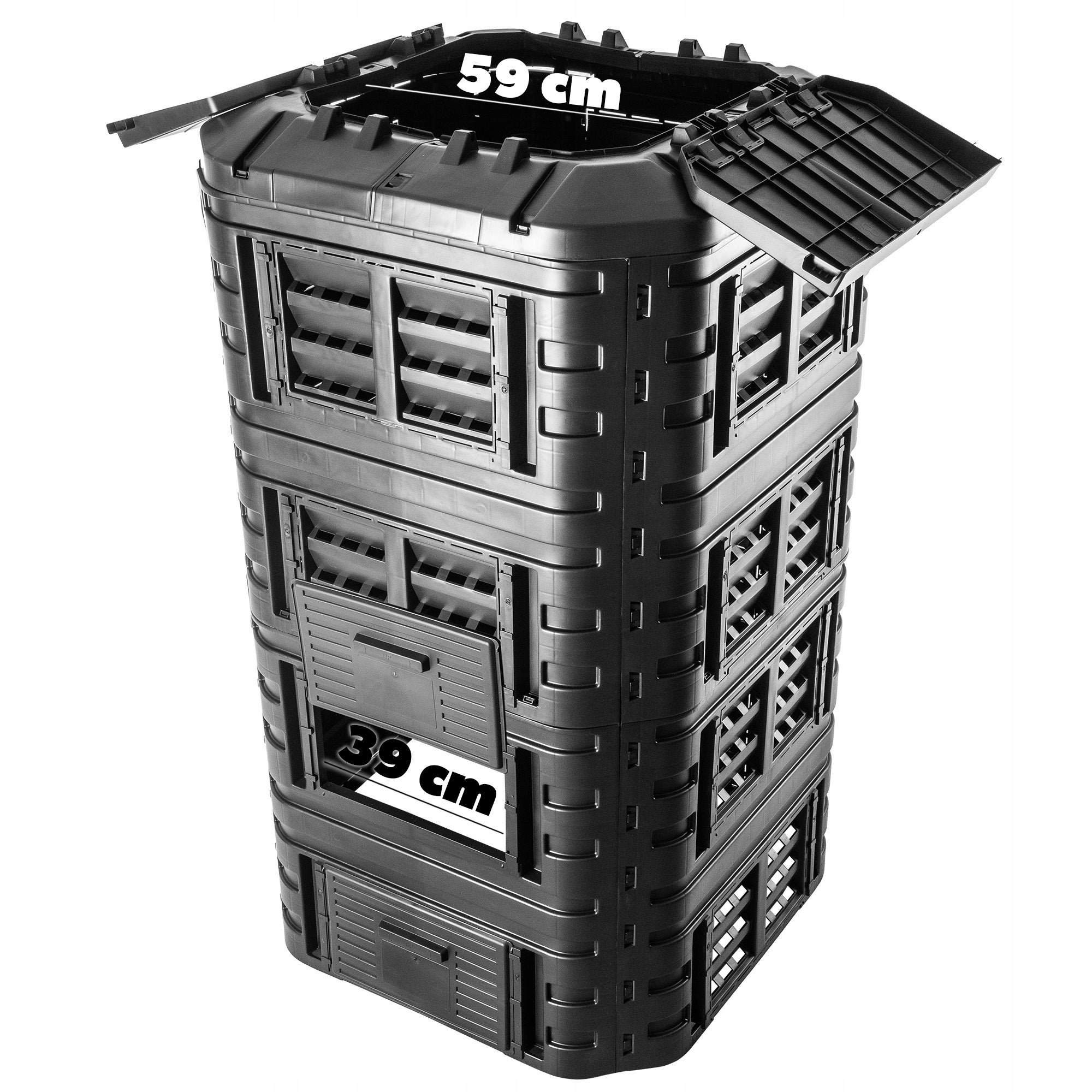 KADAX Compostiera da Giardino 1260L, Grande Contenitore per Compostiera per una Gestione Efficace dei Rifiuti Organici negli Spazi Esterni (Nero) - 3