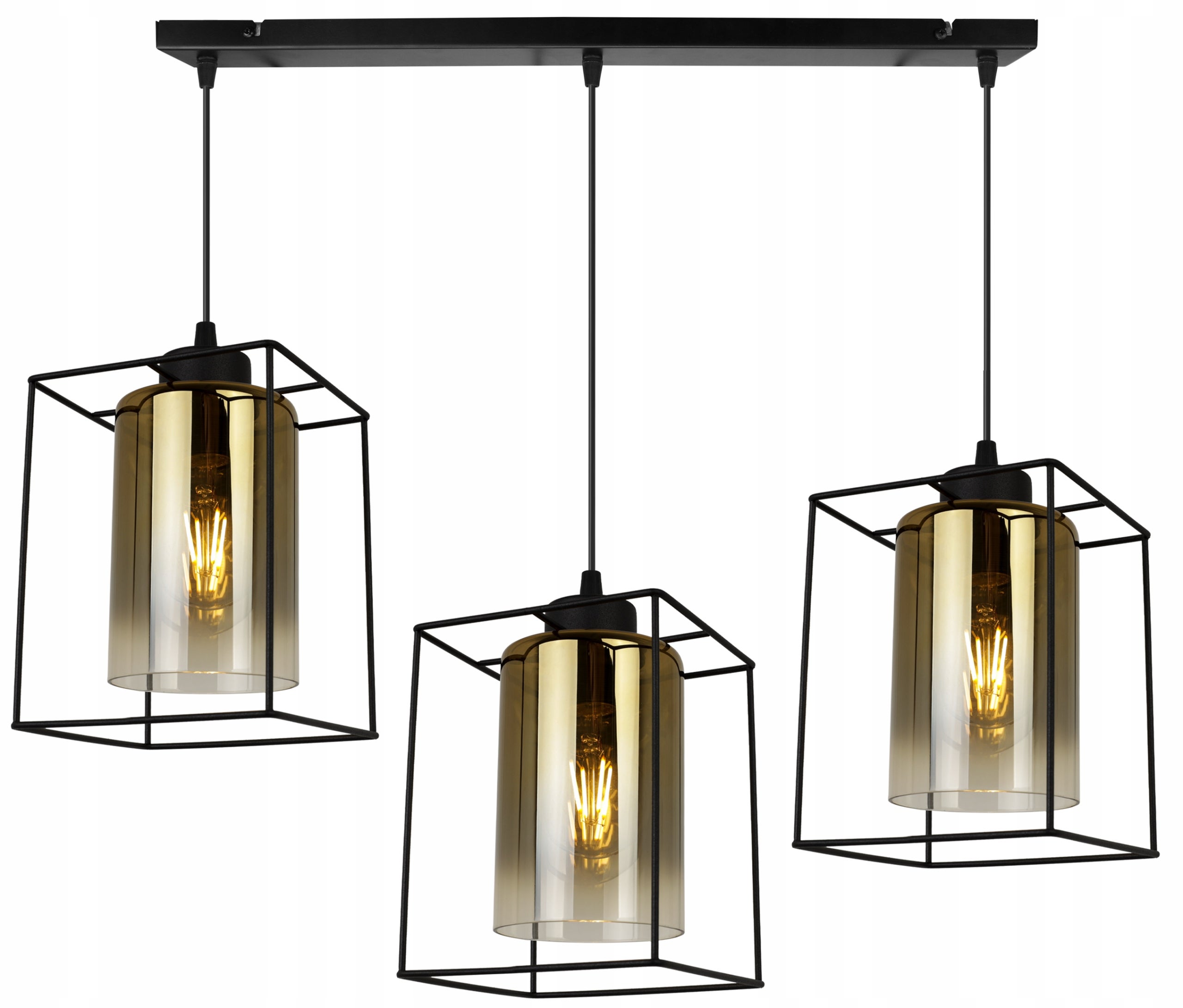 Lampa sufitowa wisząca Hella Cage modern 3xE27 abażur owalny złoty Light Home LH