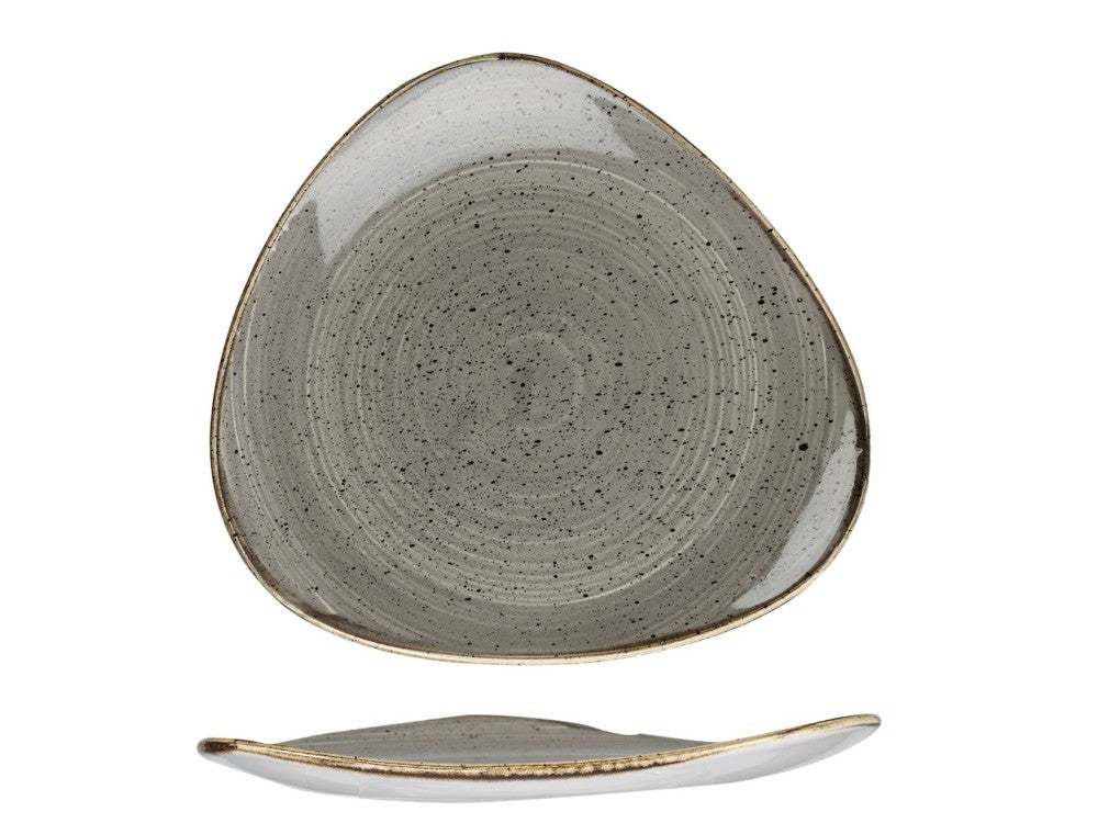 Plato de cerámica Stonecast gris pimienta triangular de 26,5 cm