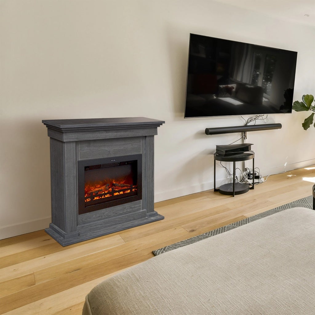 Xaralyn | Cheminée électriqe Flex EFL-BLN - Habillage de cheminée en bois blanc - Chauffage - Chauffage 1500 Watt - télécommande - 2