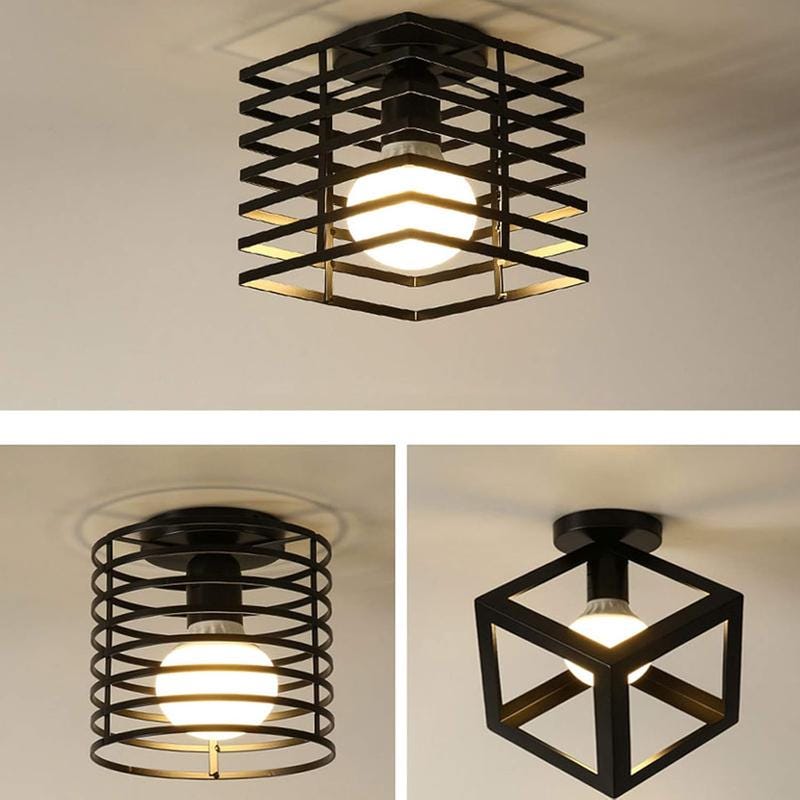 Ceiling L Vintage industrial metal cage ceiling light with flower design, retro ...