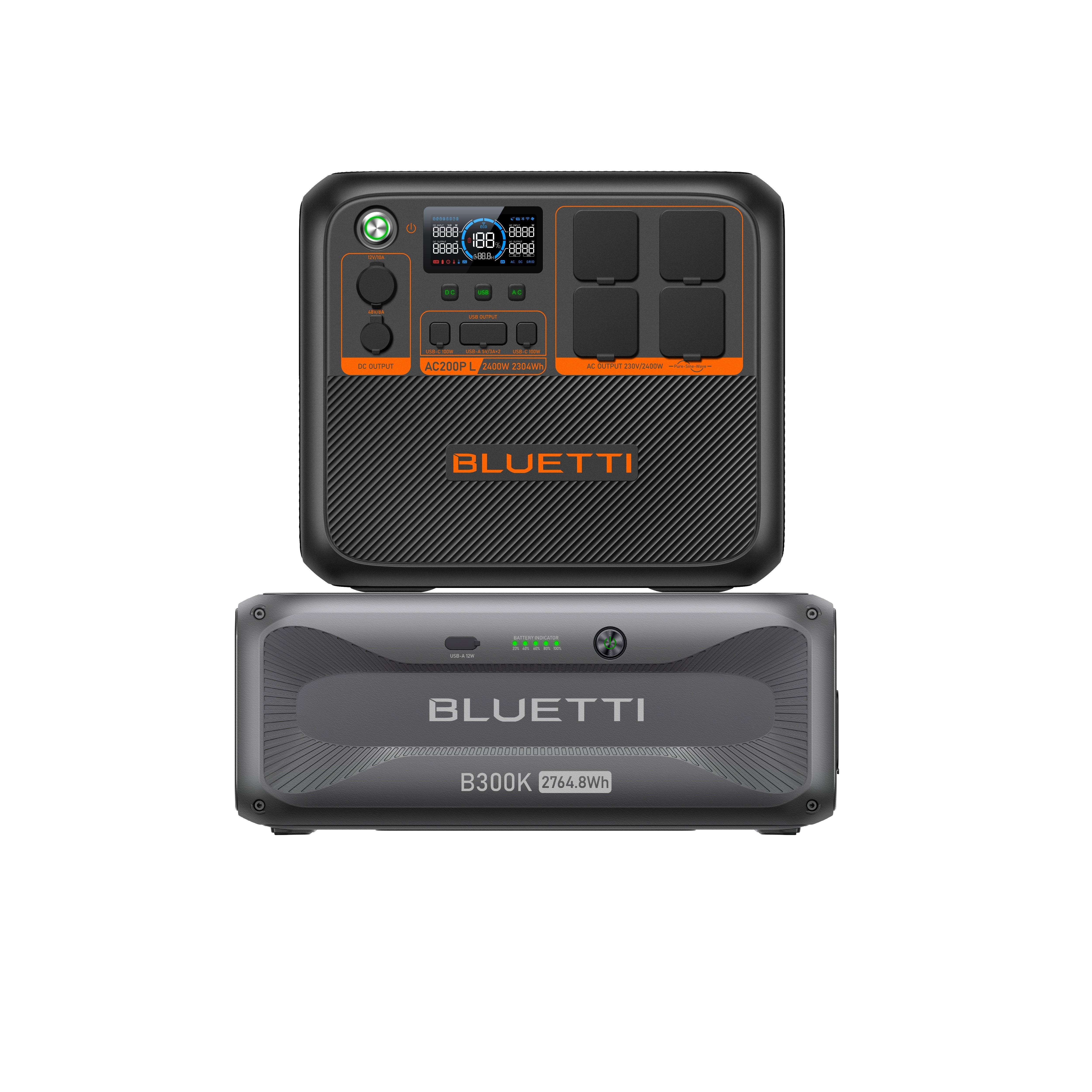 Zestaw BLUETTI AC200PL z dodatkowym akumulatorem B300K – 5068Wh, generator solarny 4x2400W