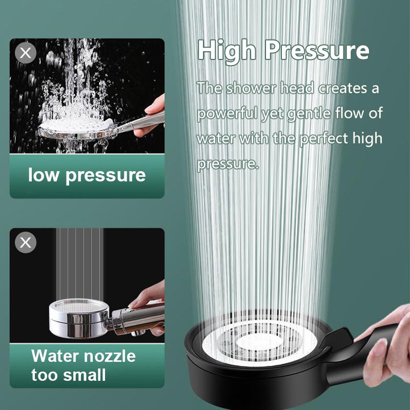 Pommeau de douche haute pression – 5 modes de jet – Technologie Turbo Booster – Anti calcaire – Économie d'eau – Facile à installer–noir - 6