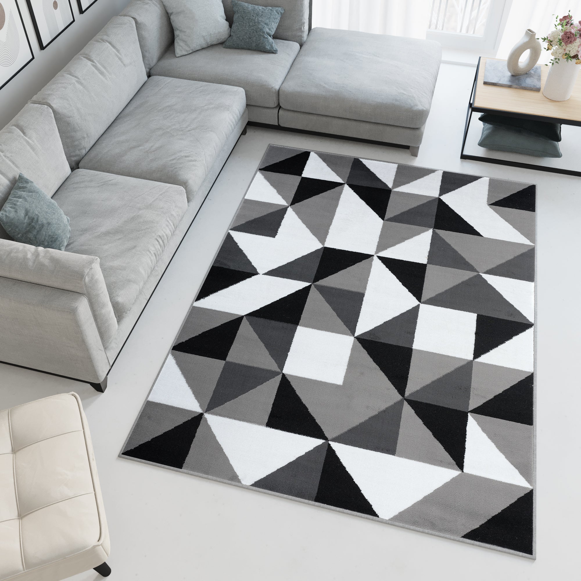 Tinyboy-hbq Tappeto Salotto Moderno Geometrico Astratto Tappeto Soggiorno Pelo Corto Morbido Antiscivolo Tappeti Salotto Grandi Camera da Letto (200 x 300 cm, Abstract Beige Grigio/Marrone chiaro