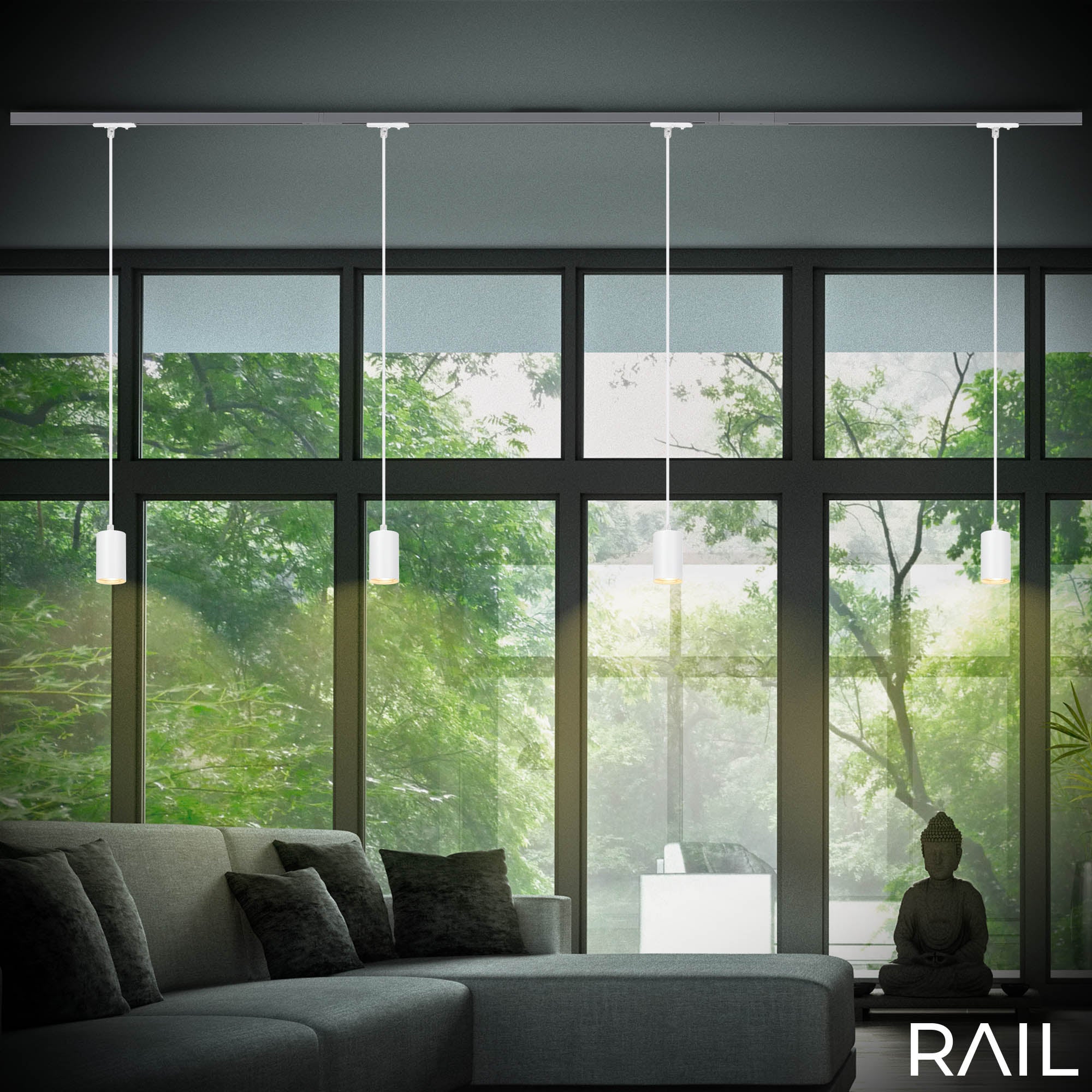 Pendente Per Binari Rail Metallo Bianco Opaco 1 Luce Gu10 - 6