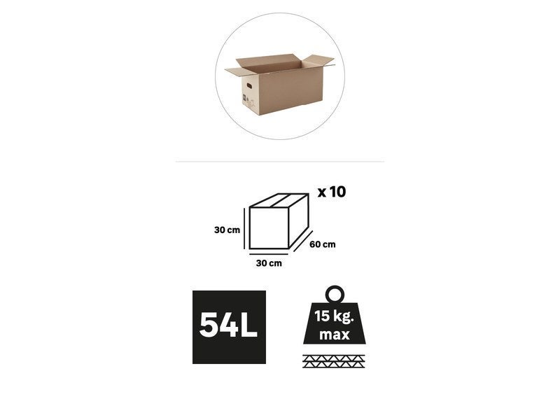 Carton ondulé 54 l, l.60 cm x H.30 cm x p.30 cm - 3