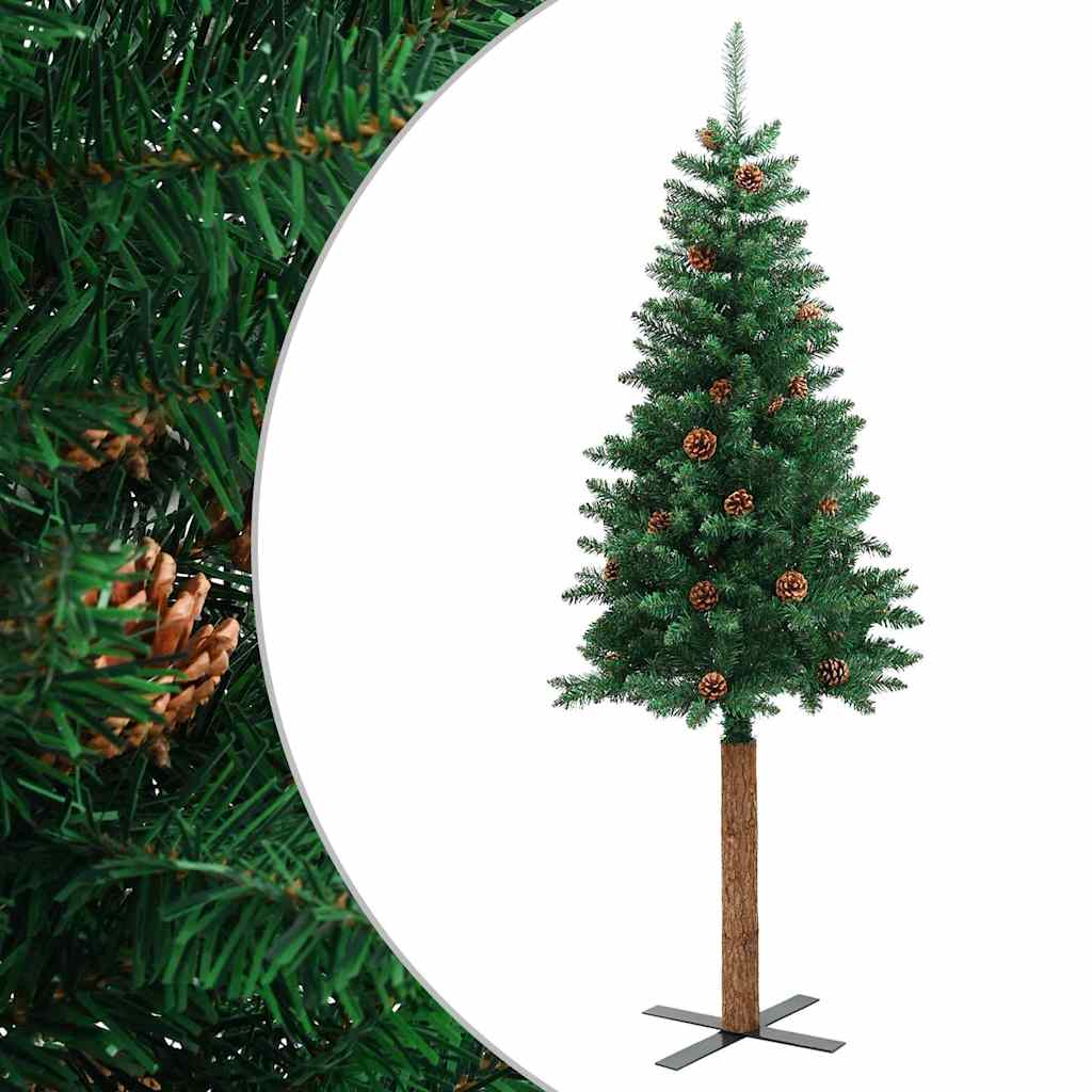 Albero Di Natale Sottile VidaXL 270 Cm In PVC – Con Base Metallica – Stile Pencil