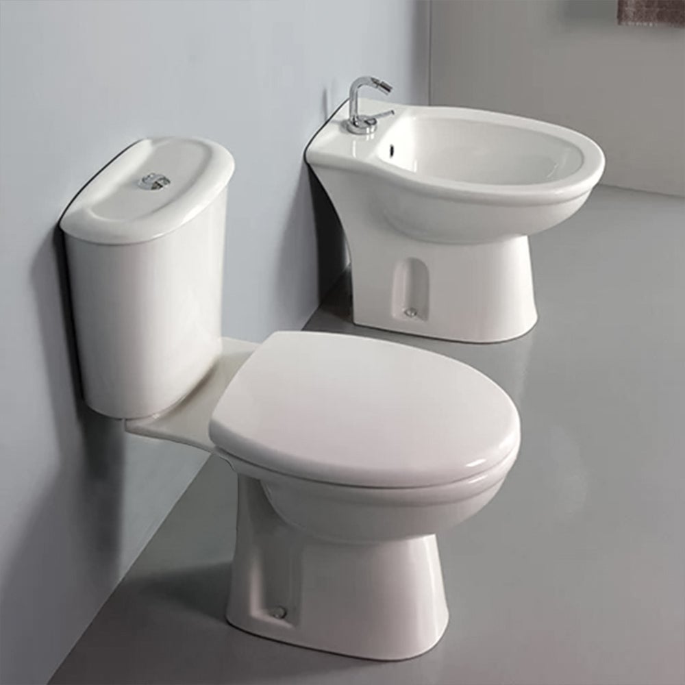 Vaso Monoblocco KARLA Con Cassetta Ceramica - WC Scarico A Pavimento, Bianco Lucido - Foto 3