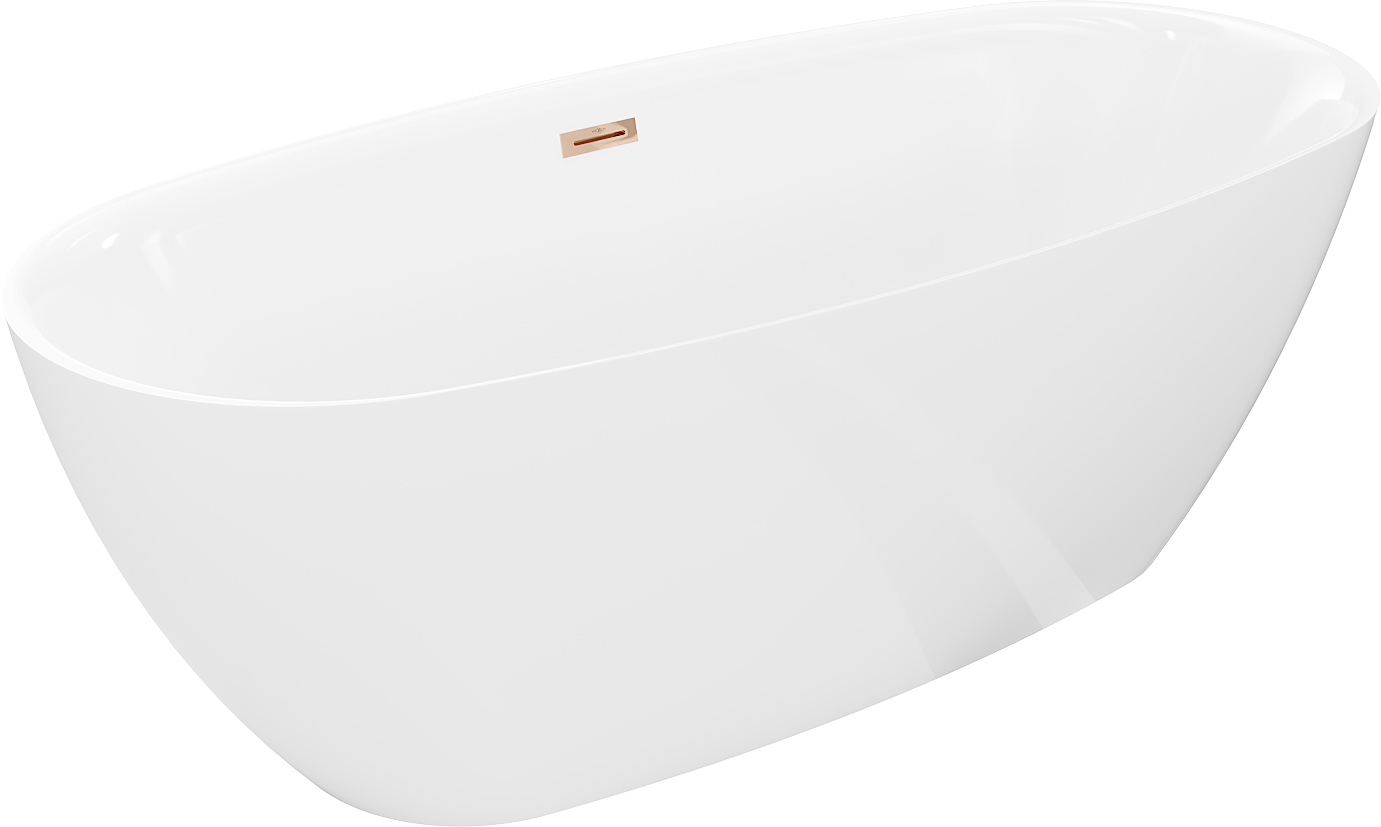 Mexen Luvo Slim wanna wolnostojąca 170 x 75 cm, biała, przelew różowe złoto - 52801707500-60