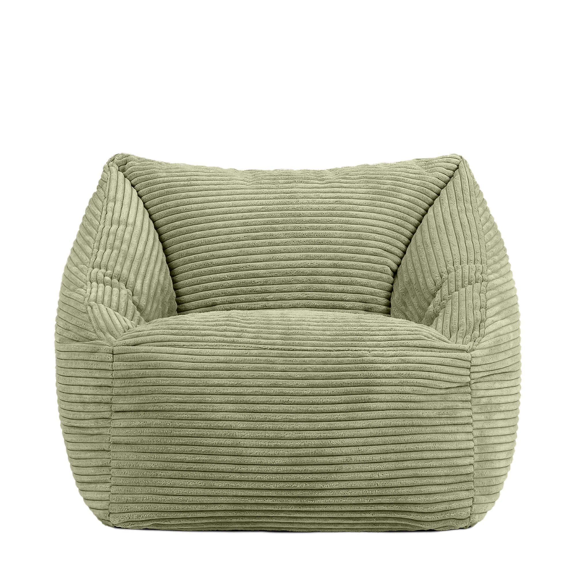 Lot de 2 poufs fauteuils enfant Icon velours côtelé vert sauge, chambre, salon, 55x55xcm Oeko-Tex® - 4