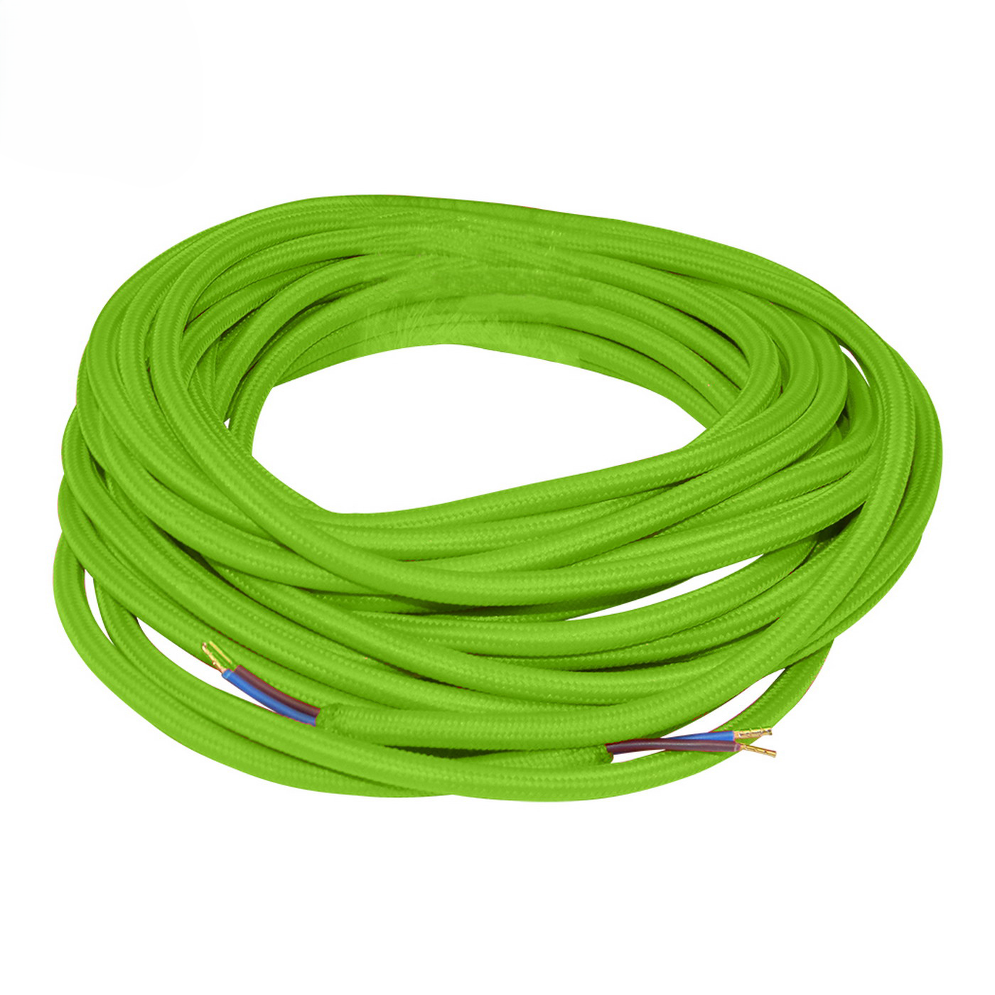 Cablu textil Alcapower 2x0,75 mm² rotund verde, bobină 10m pentru instalații electrice de proiectare și iluminat.