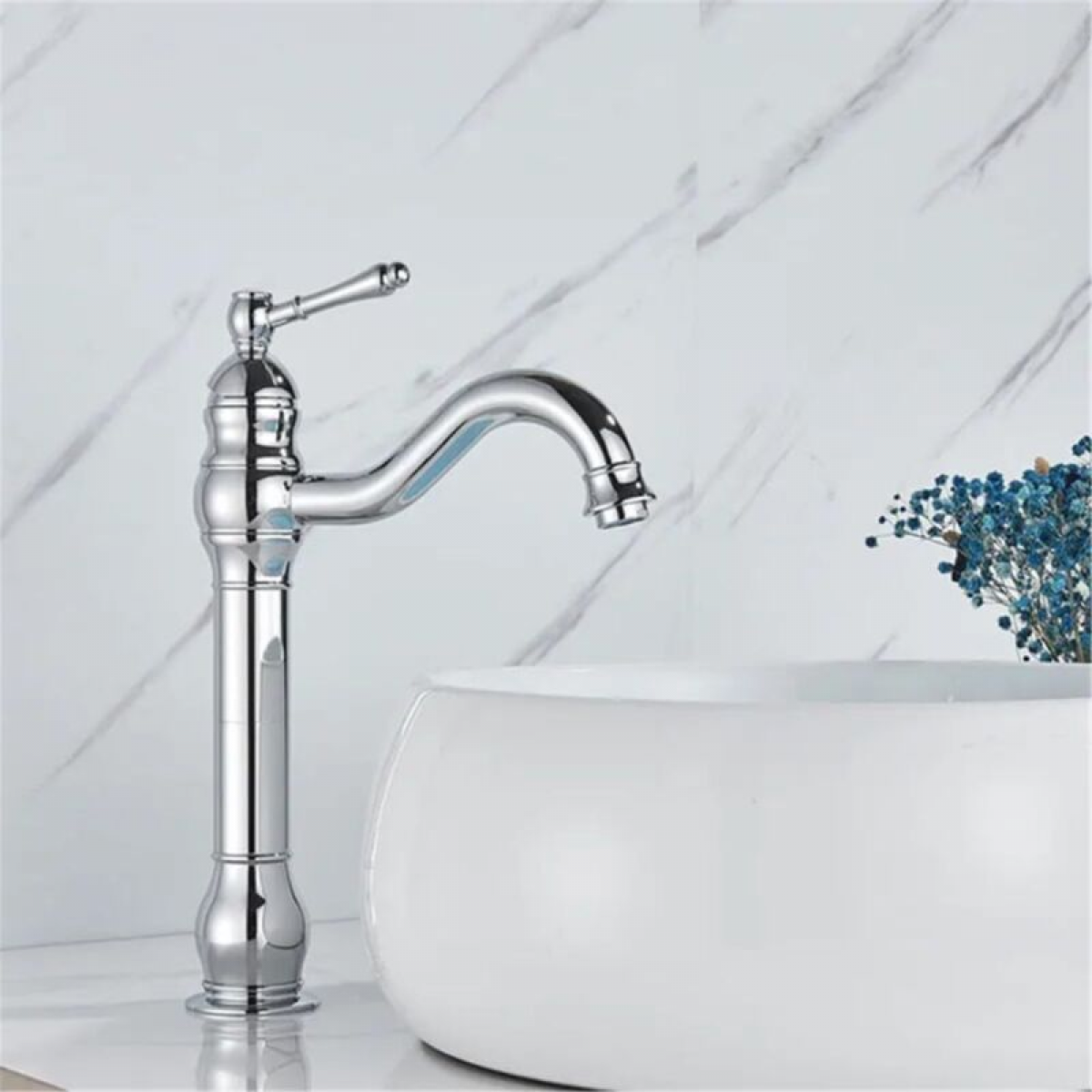 Rezea  Grifo De Lavabo De Una Sola Manija En Cobre Antiguo, Mezclador Con Pico Largo, Grifo De Lavabo De Alta Gama, Galvanoplastia De Alta Gama , Leroy Merlin