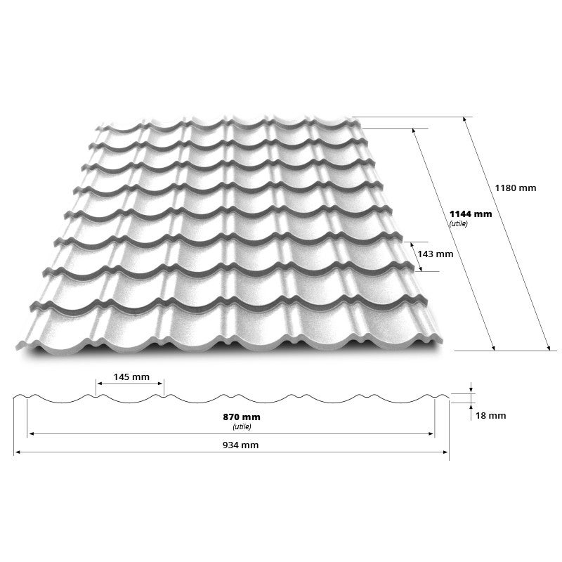 Tôle imitation tuile emboîtable - BACACIER Tuile R Originale® | 1180 x 934 mm - 1.00 m² Anthracite mat - 4