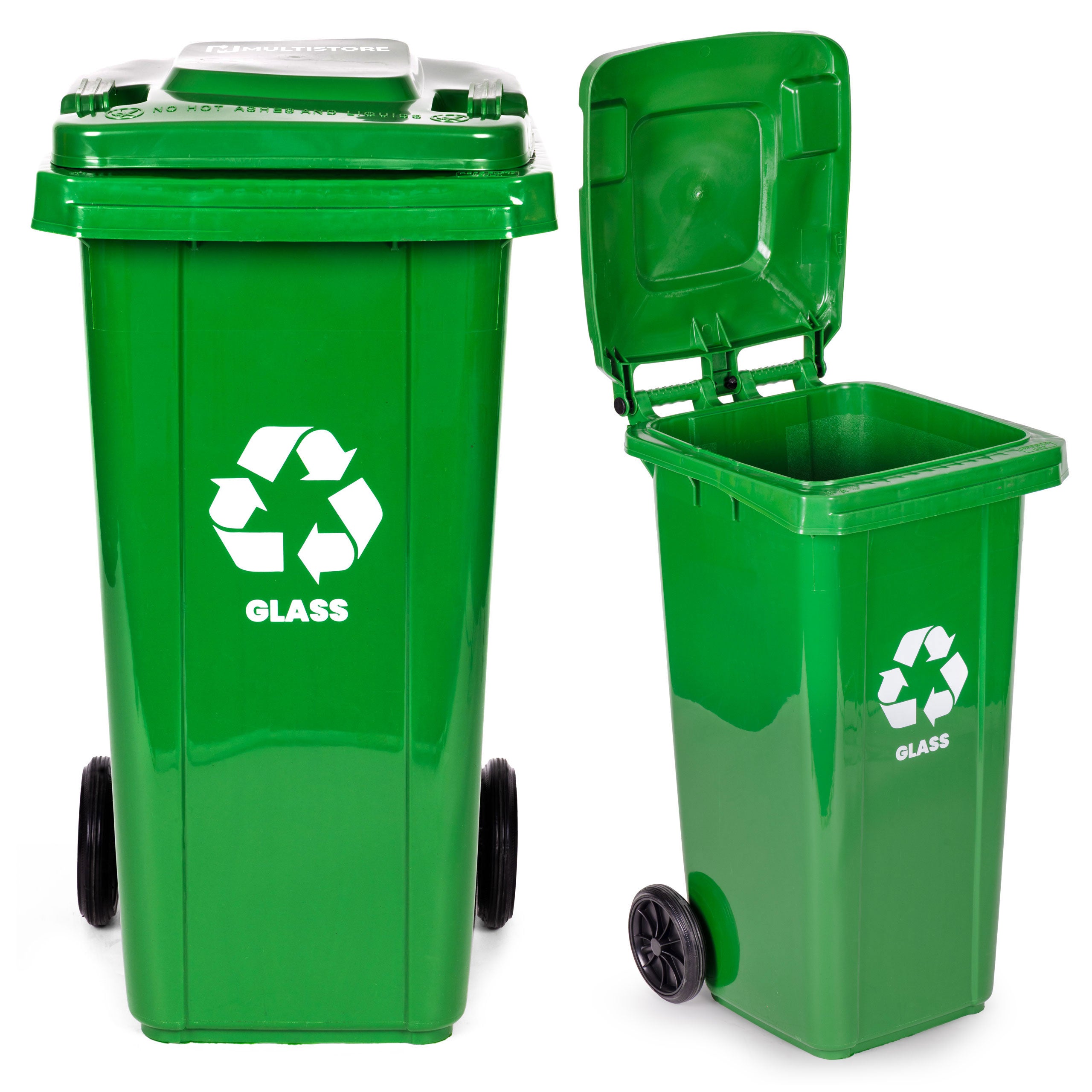 Kosz na smieci pojemnik 120L kubeł śmietnik zielony szkło gumowe koła