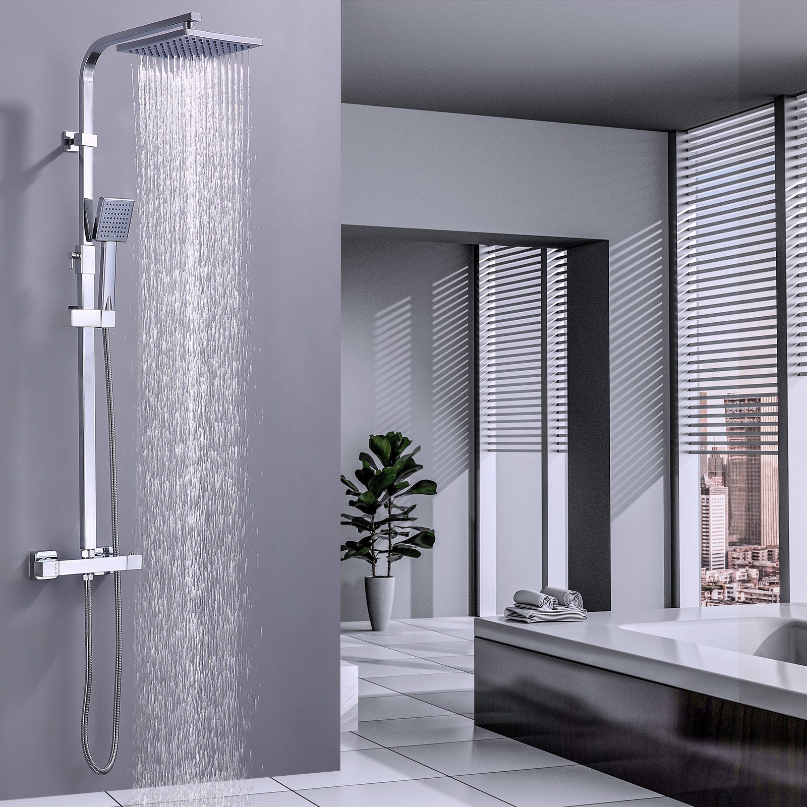 Colonne de Douche Thermostatique Noir 38C Systeme de Douche en Acier Inox Hauteur Reglable 855 a Colonne de Douche Thermostatique Noir 38C Systeme de Douche en Acier Inox Hauteur Reglable 855 a