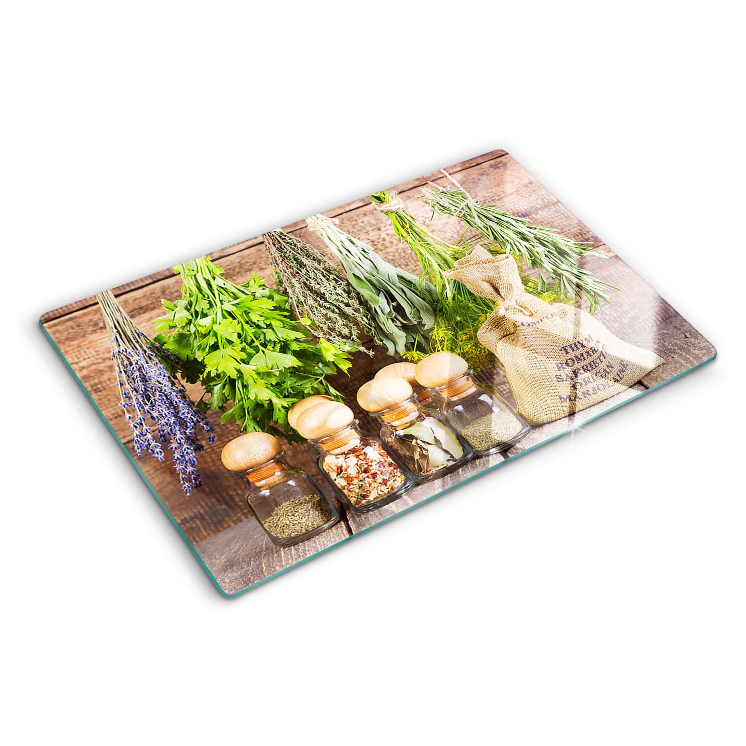 Szklana deska do krojenia Tulup Kształt prostokątny - 80x52 cm - Sznurek ziołowy