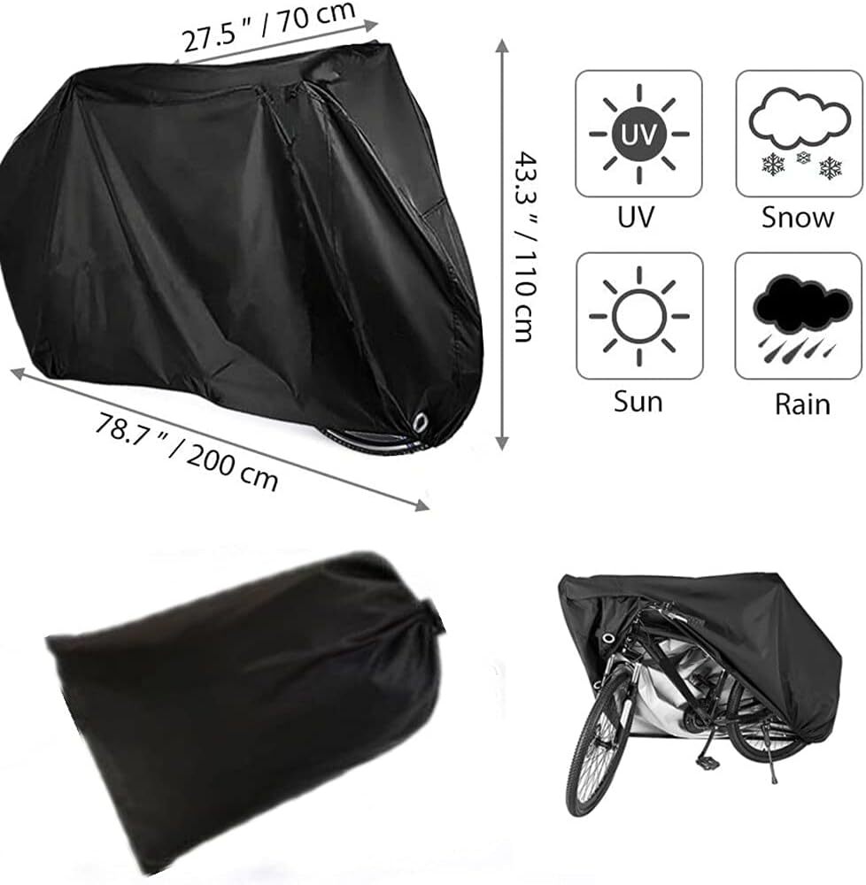 Housse de vélo d'extérieur imperméable pour VTT et vélo de route avec trou de verrouillage et sac de rangement - 3