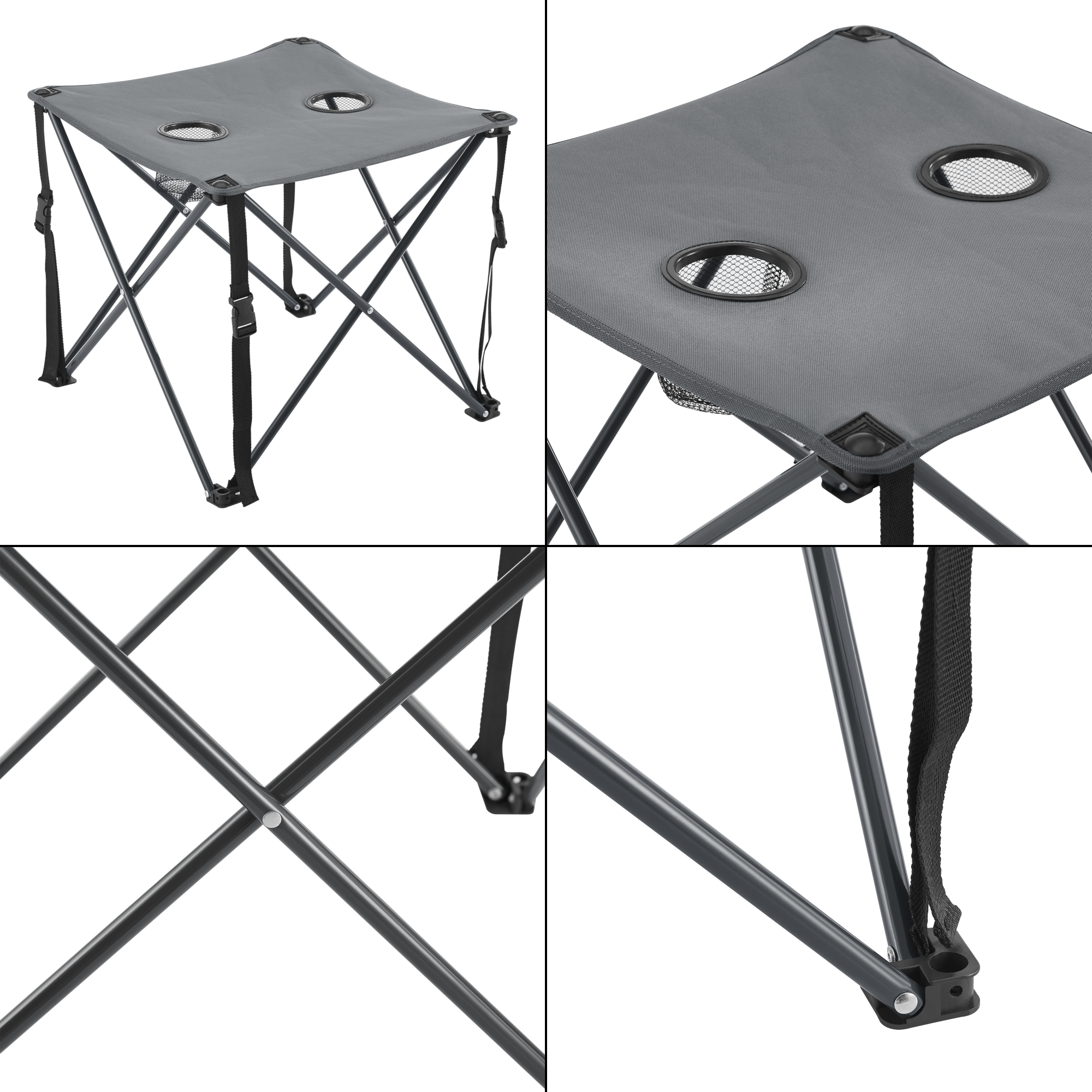 Set de table et 2 chaises de camping pliantes Banzi tissu Oxford 600D gris casa.pro - 5