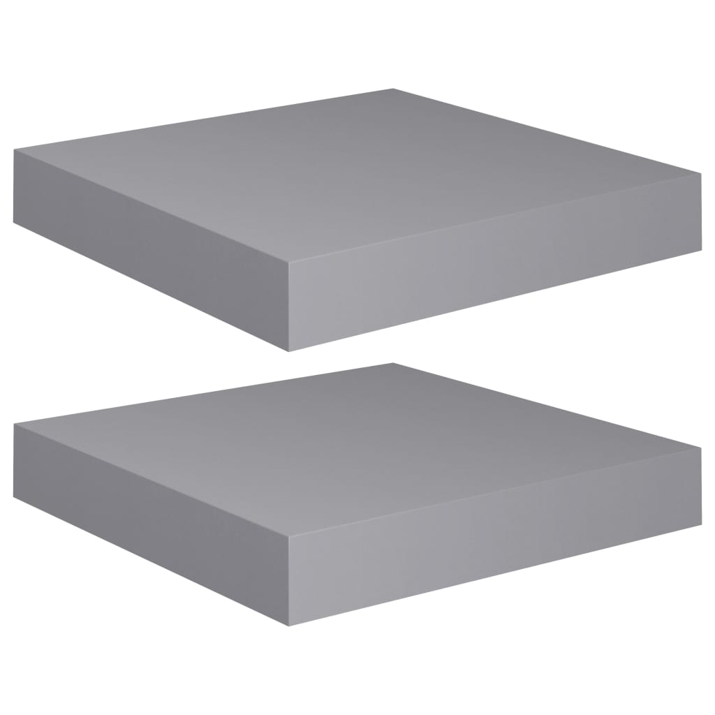 étagères murales flottantes 2 pcs gris 23x23,5x3,8 cm MDF - 2