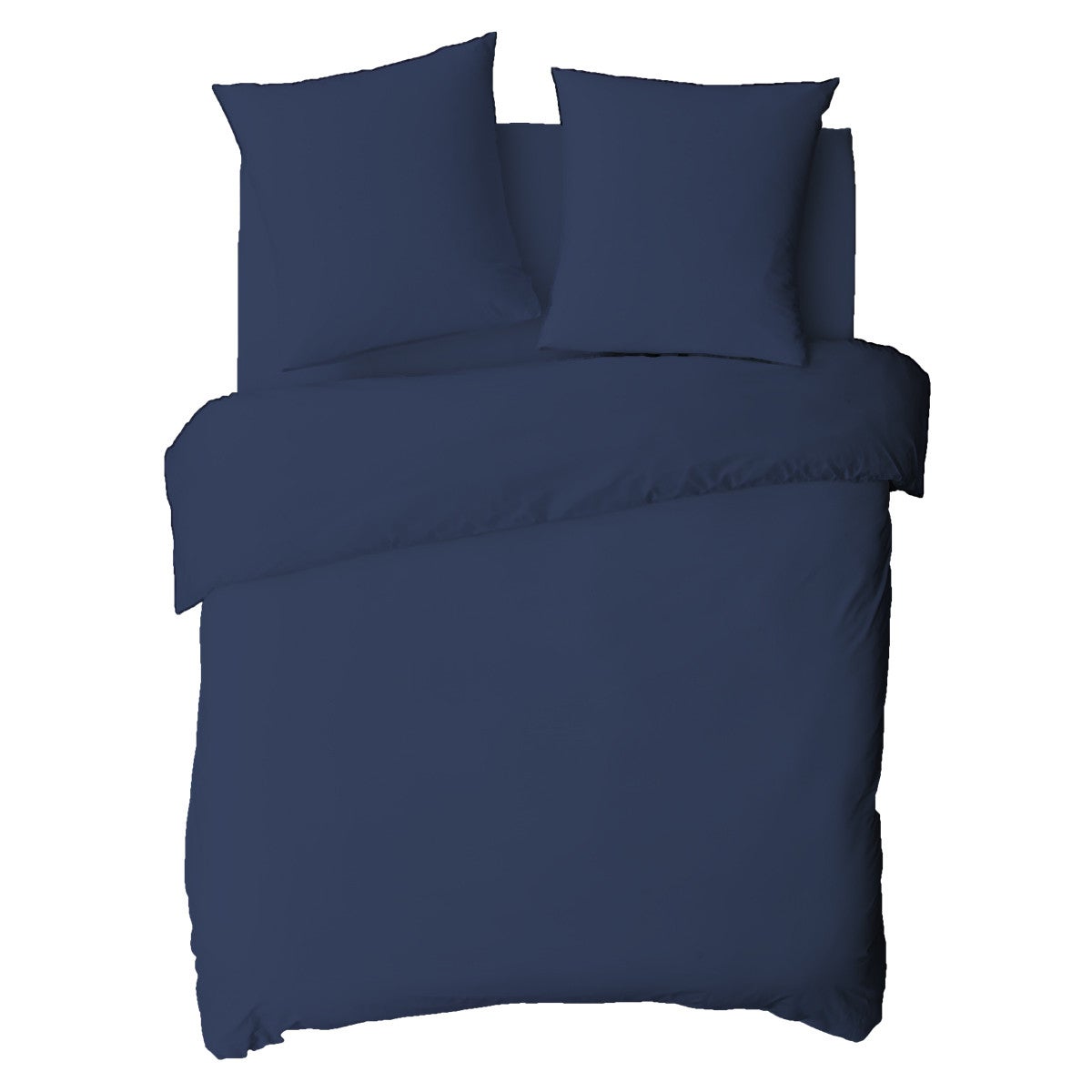 Housse de couette en coton 57 fils unie bleu 240x220cm - 2