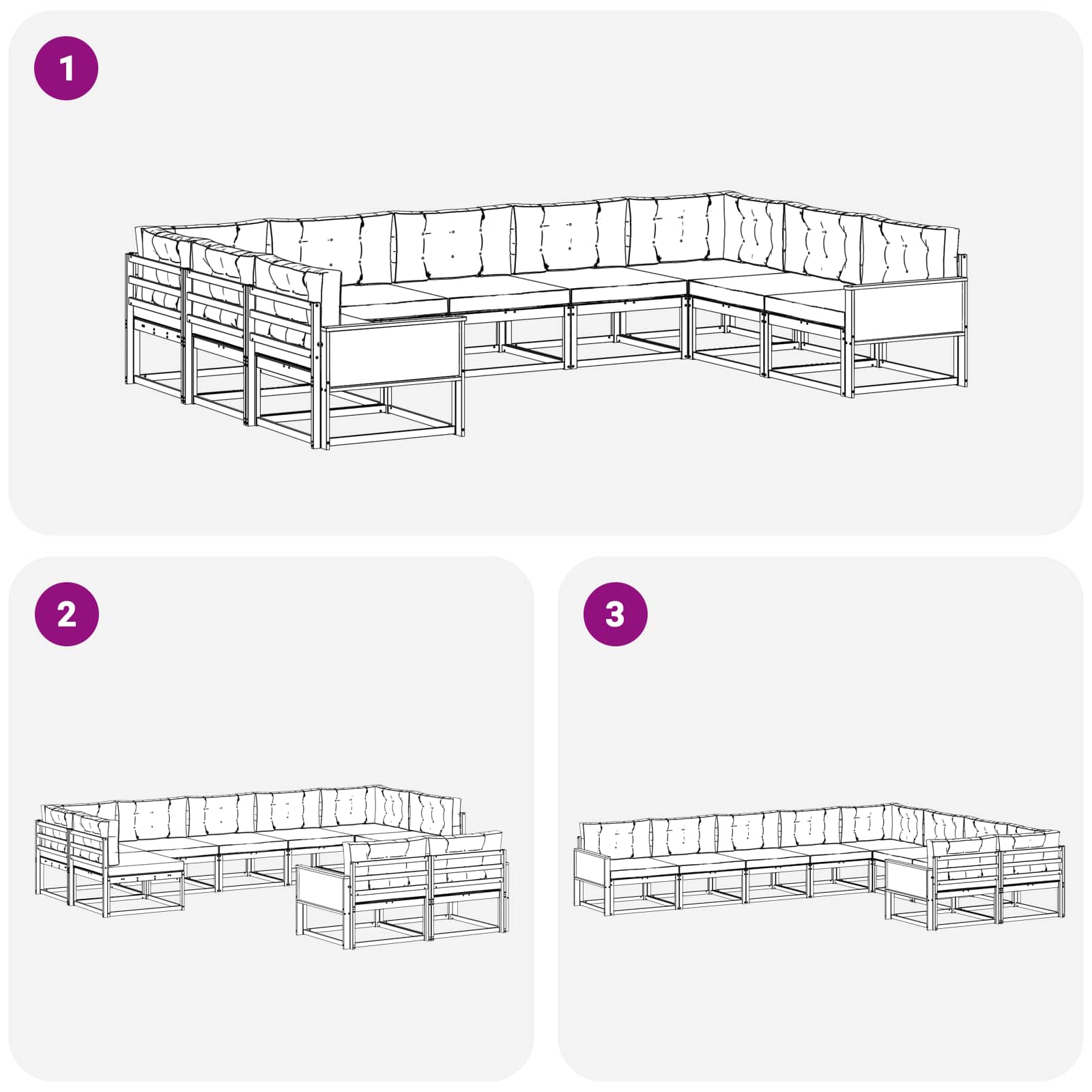 Ensemble de canapés d'extérieur 9 pcs Naturel et Beige - 7
