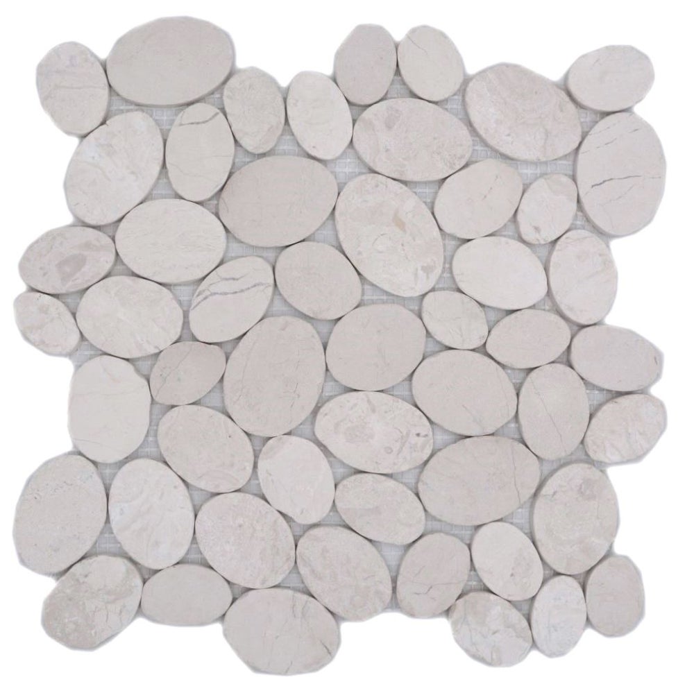 Galets De Rivière Mosaïque Beige Clair WBBor-SK0101 - Bordure 100x300mm