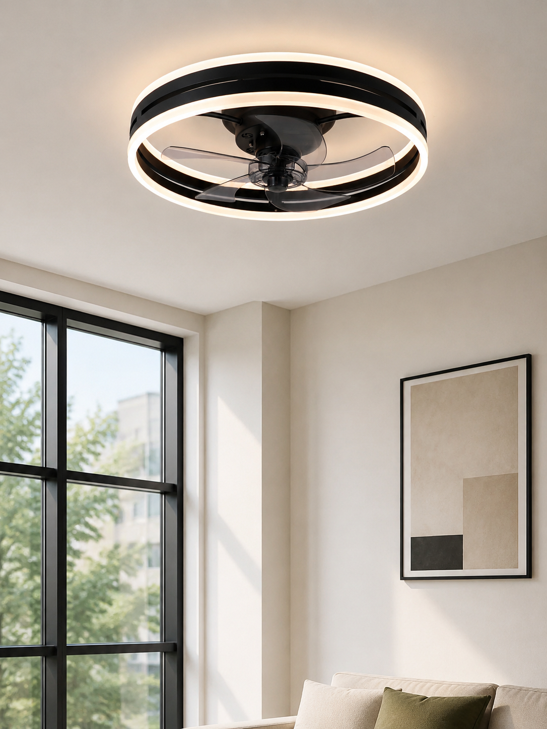 NETTLIFE Lampowentylator LED z Pilotem - Cichy Wentylator Sufitowy, Ściemnialny, 3 Barwy Światła, Timer, Nowoczesny do Salonu i Sypialni