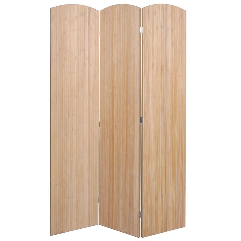 Parawan bambusowy HWC-O30, przegroda pokojowa, parawan, składany, 3 panele, 170 x 120 cm