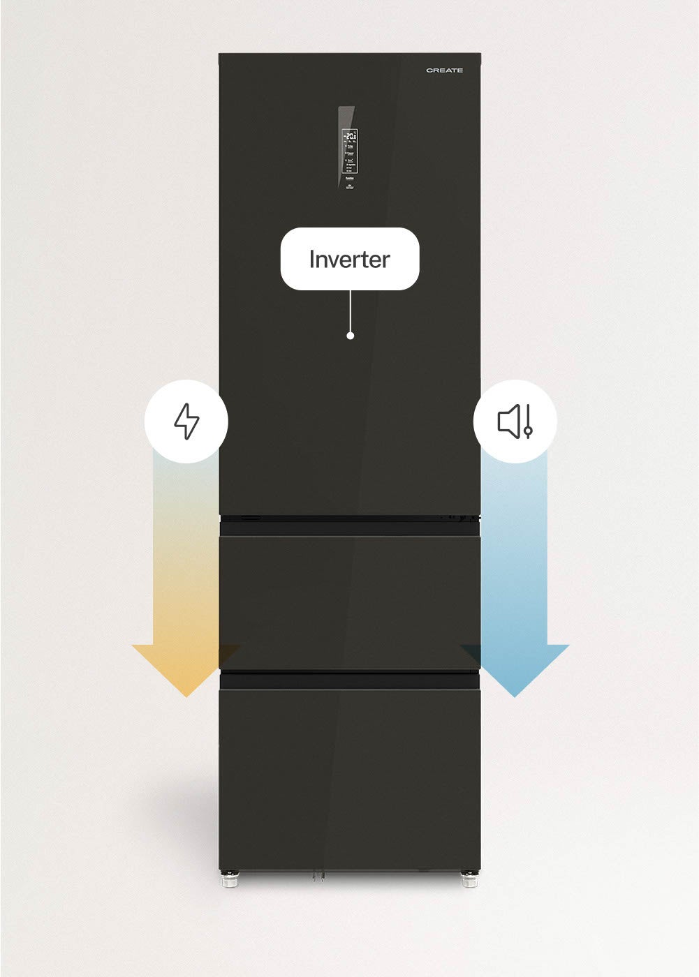 CREATE - FRIDGE STUDIO COMBI PRO FLEX 401 - Réfrigérateur 401L No Frost à l'italienne avec, Space Pro et Care+- Noir - 7