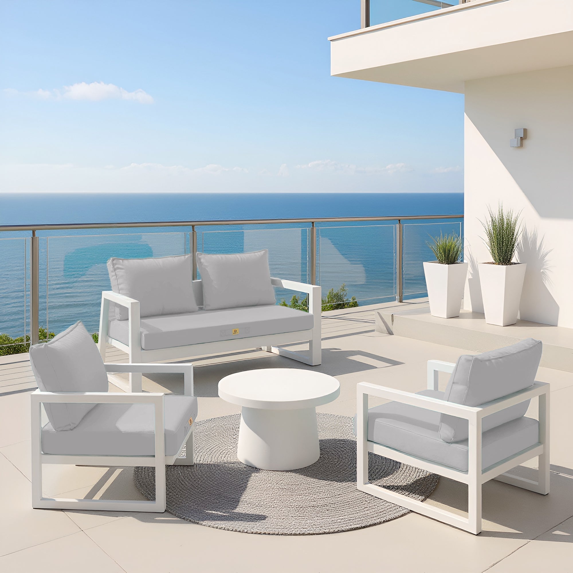 Coussins pour salon de jardin déhoussable 60x60cm Gris galet - 4