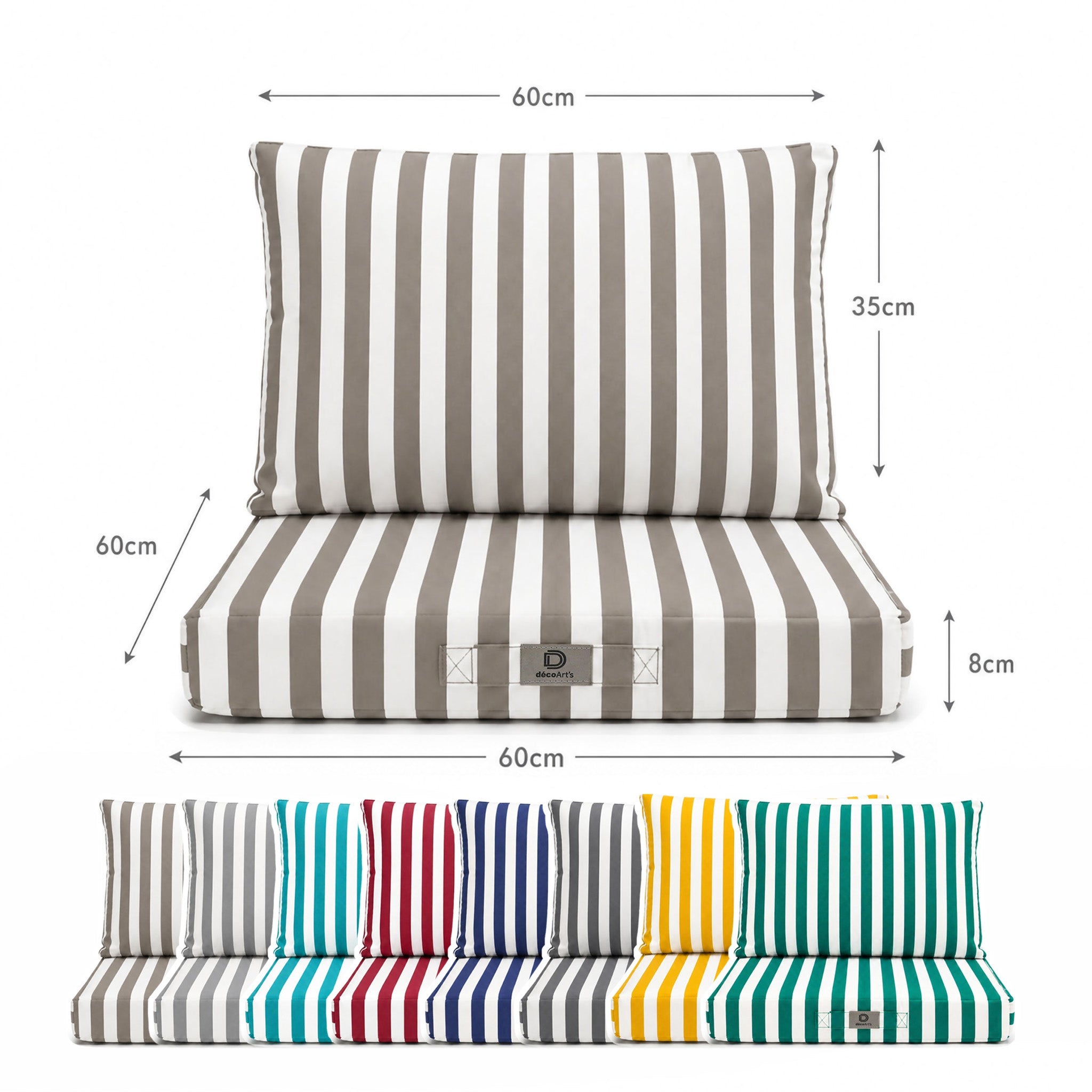 Coussins pour salon de jardin déhoussable 60x60cm Rayure beige - 5