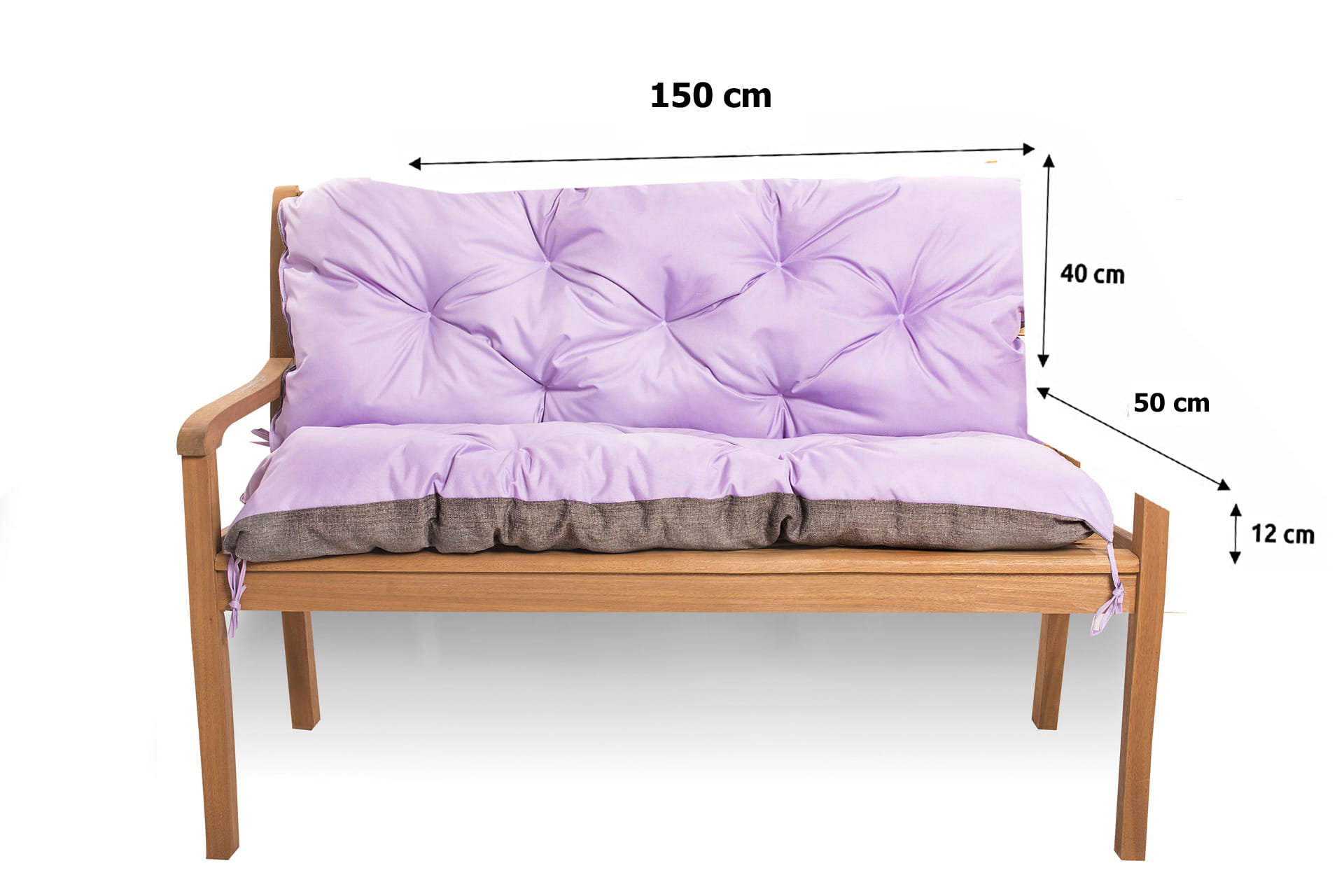 Coussin pour banc de jardin 150x50x40cm, coussin de jardin Violet, coussin de banc de jardin, coussin de balançoire, coussin de banc extérieur - 2