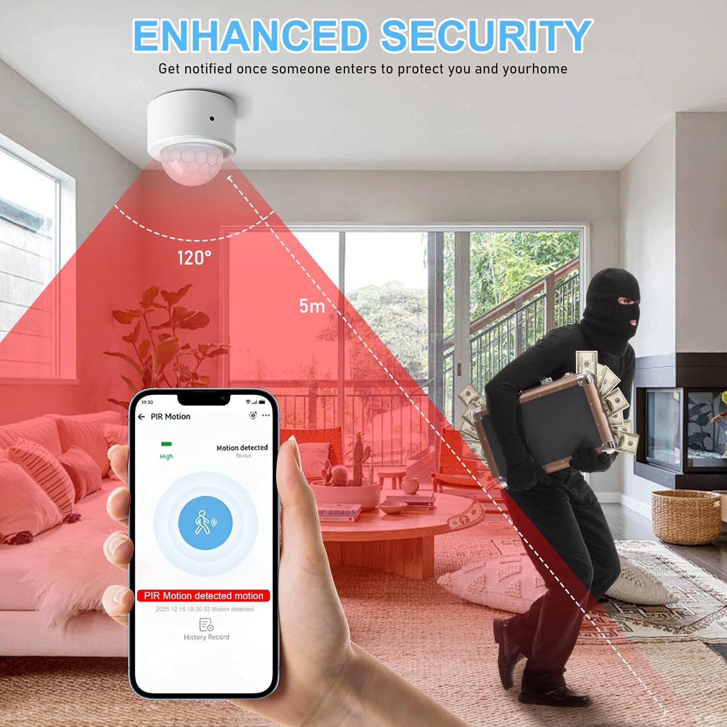 2 Pièces Détecteur de Mouvement Zigbee PIR, Capteur Intelligent pour Application Smart Life/Tuya, Hub Zigbee Requis - 4