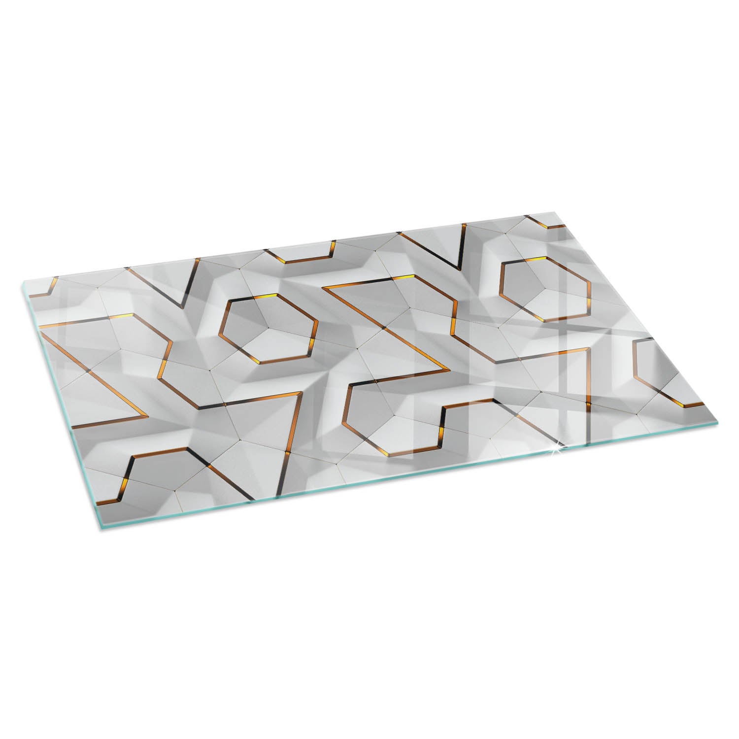 Szkło ochronne żaroodporne pod kominek - 120x60 cm - Geometryczny wzór 3D - TULUP