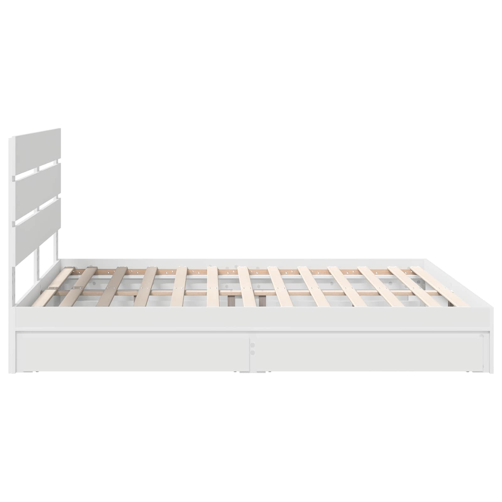Lit de rangement blanc 180 x 200 cm panneau de bois - 9