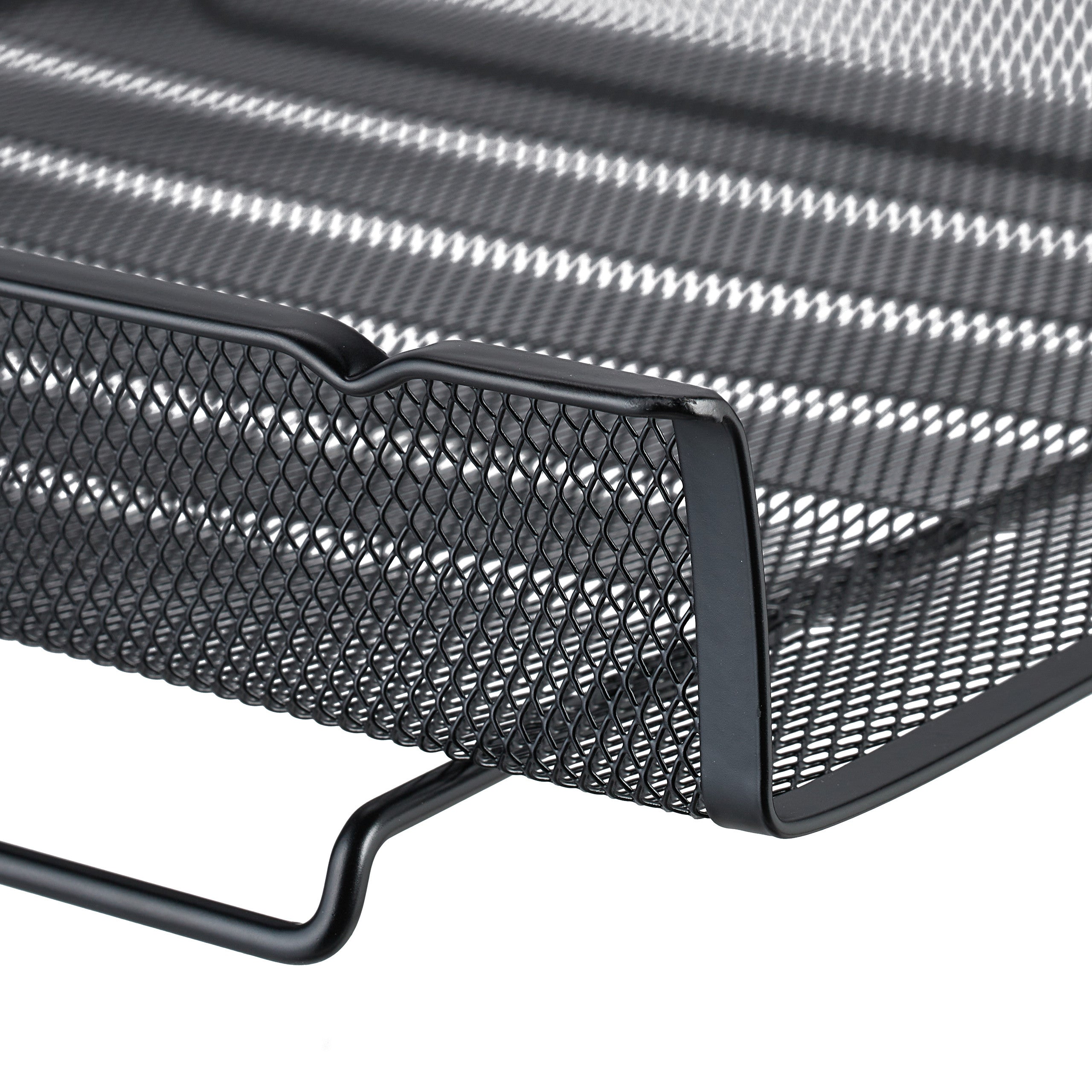 Vaschetta Portadocumenti, Design a Rete, Portalettere per Ufficio, Acciaio, Impilabile, 6,5x28,5x34 cm, Nero, Relaxdays - 7