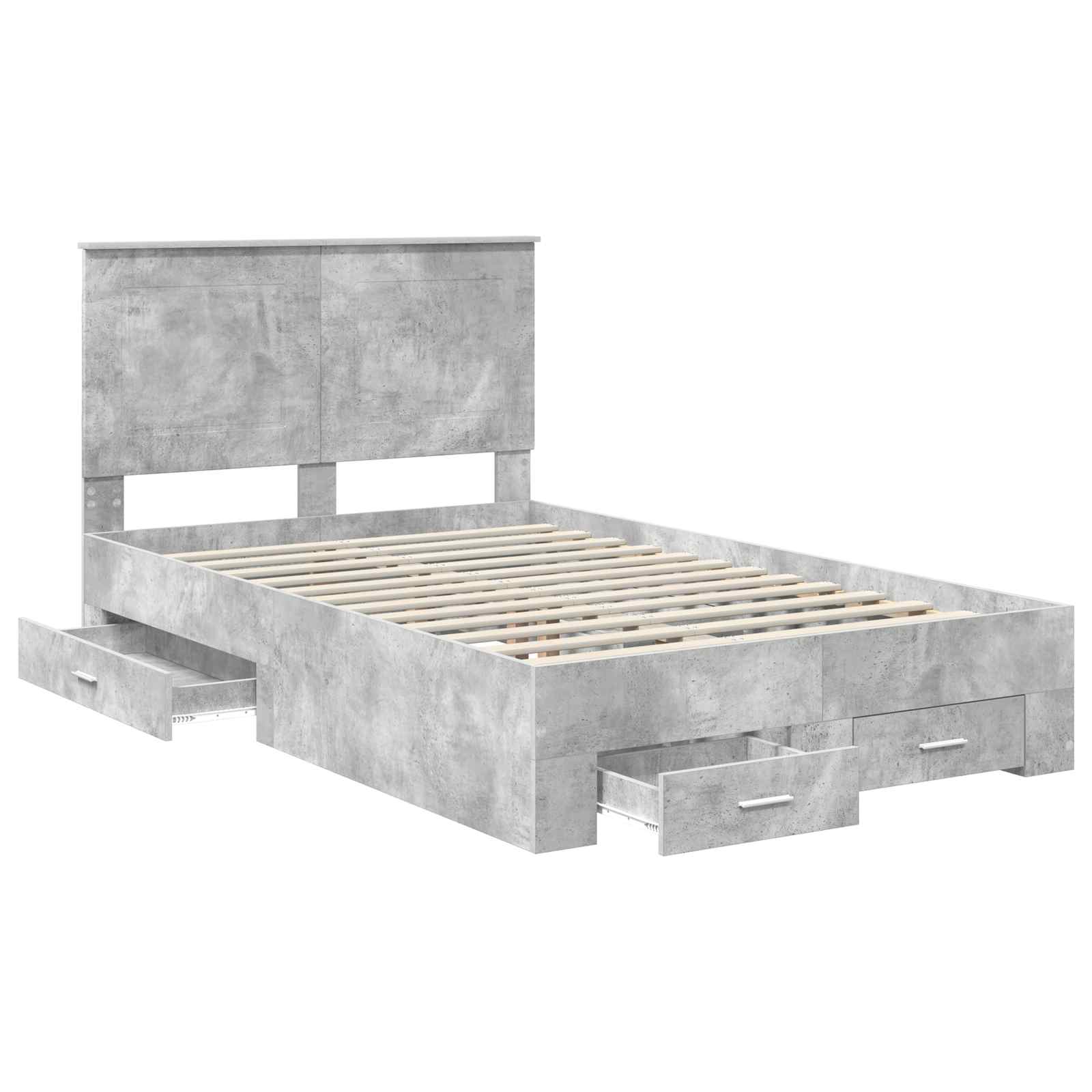 Cadre de lit gris béton 135 x 190 cm panneau de bois - 5