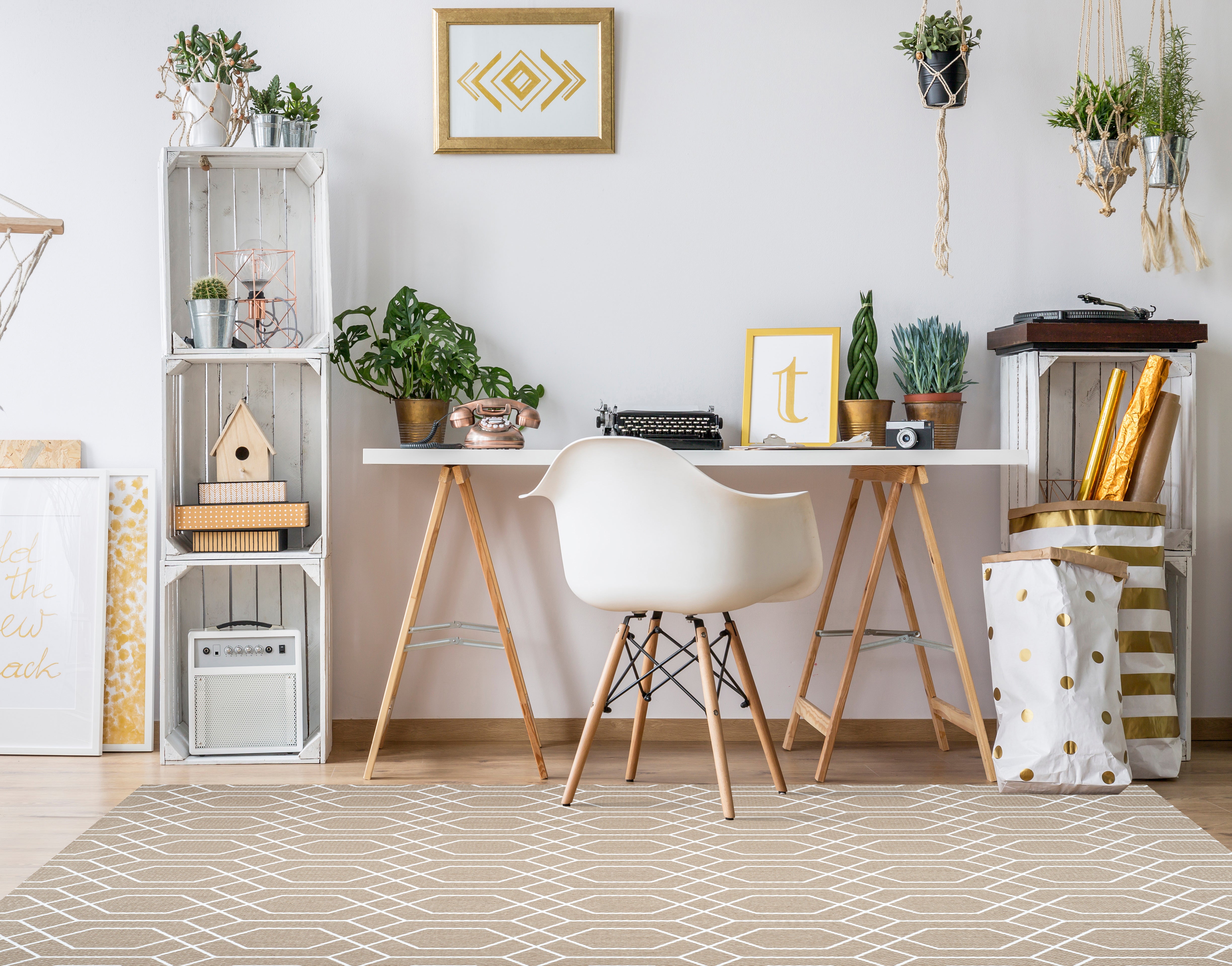 Tappeto vinilico intrecciato Premium di Alta Gamma Tappeto per stanza Lavabile antiscivolo e resistente Deblon Sabbia Bianco Nordico 80x150 cm - 2