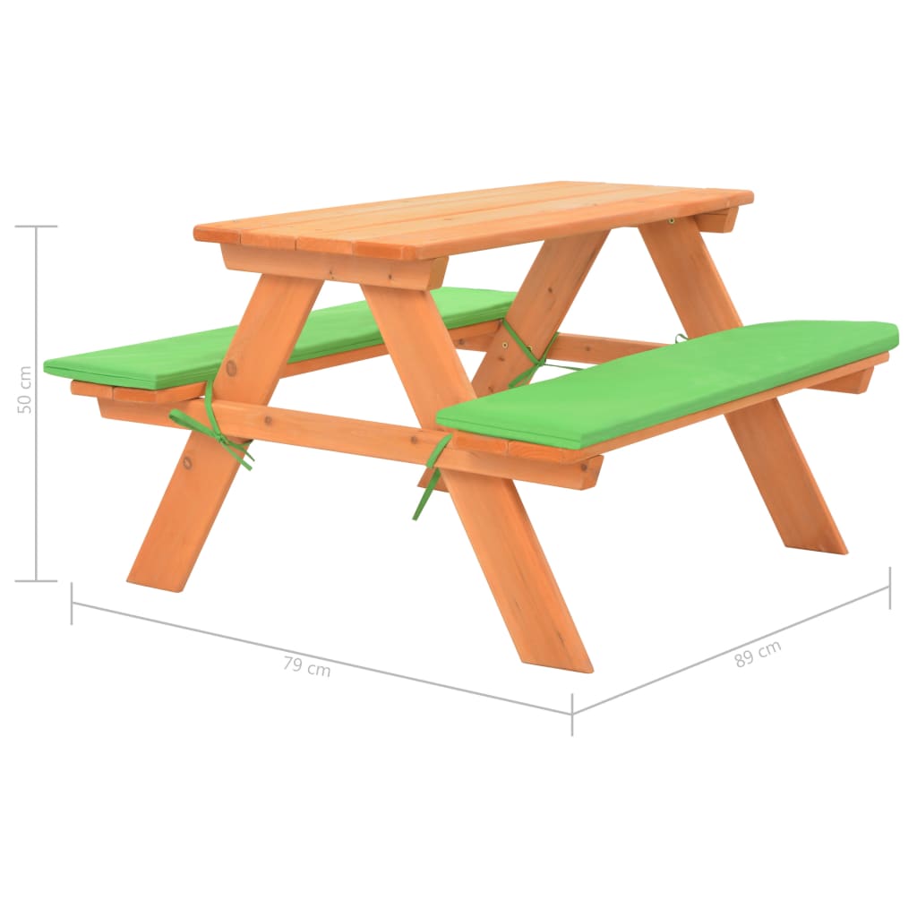 Tavolo da picnic per bambini con panche 89 x 79 x 50 cm abete 02_0018690 - 6
