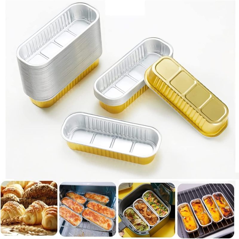 Boîtes en Aluminium Jetables 30Pcs 200ml Épais Rectangulaires Dorées ...