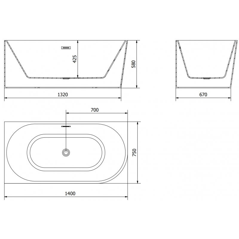 Mexen Mia wanna wolnostojąca narożna lewa 140 x 75 cm, biała/czarna, przelew czarny - 52691407575L-70 - 6