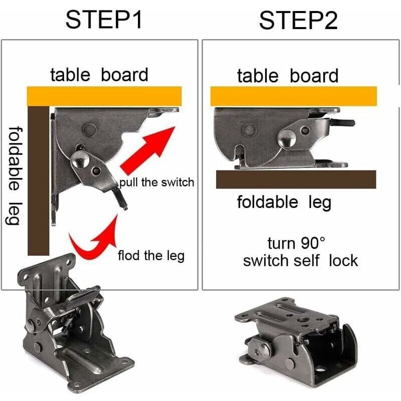 Support Pliable Charnières Autobloquantes Support Mural Rabattable Pliable Verrouillage Extension Charnière Invisible Charniere - 3