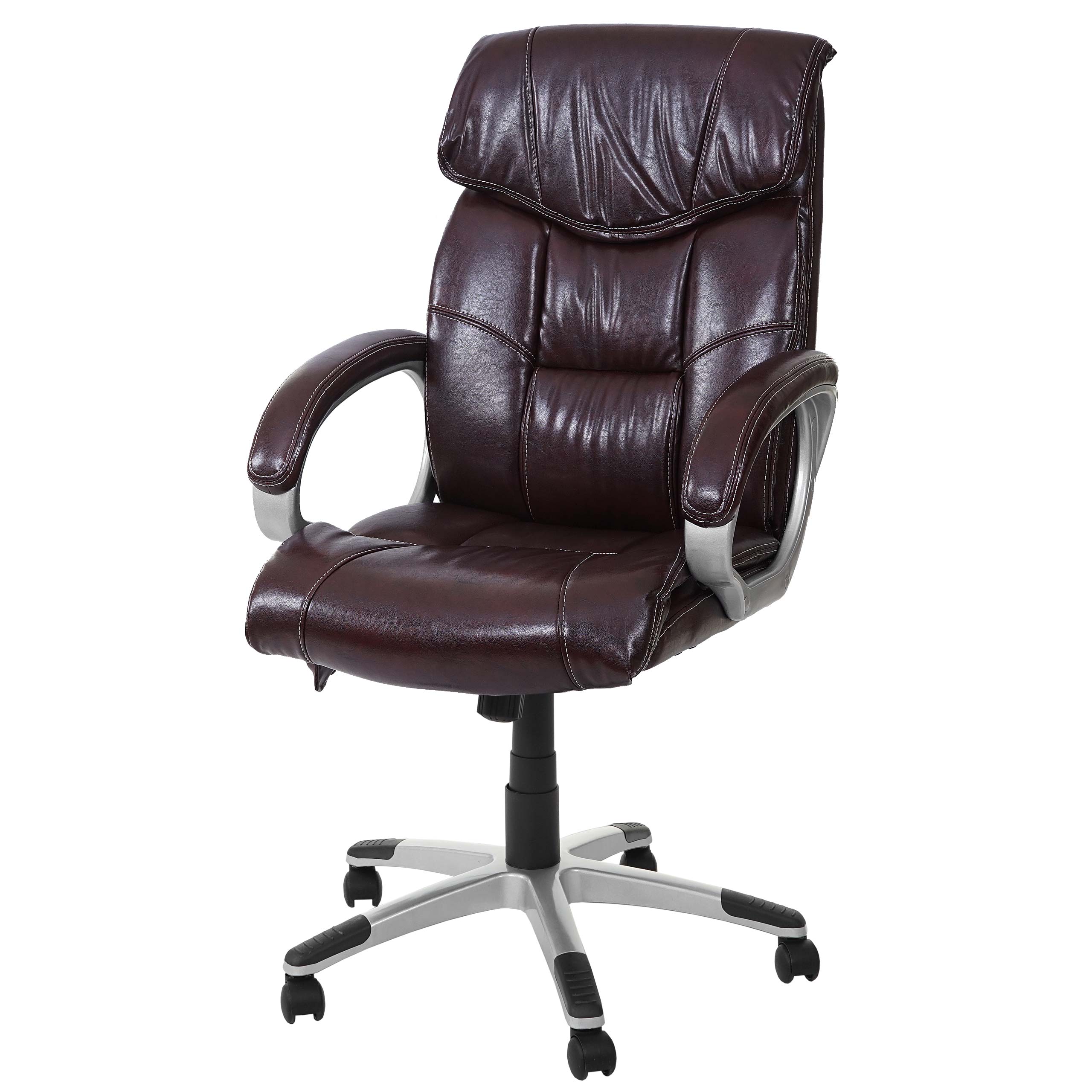 Fotel biurowy HWC-A71, fotel obrotowy, imitacja skóry ~ bordo