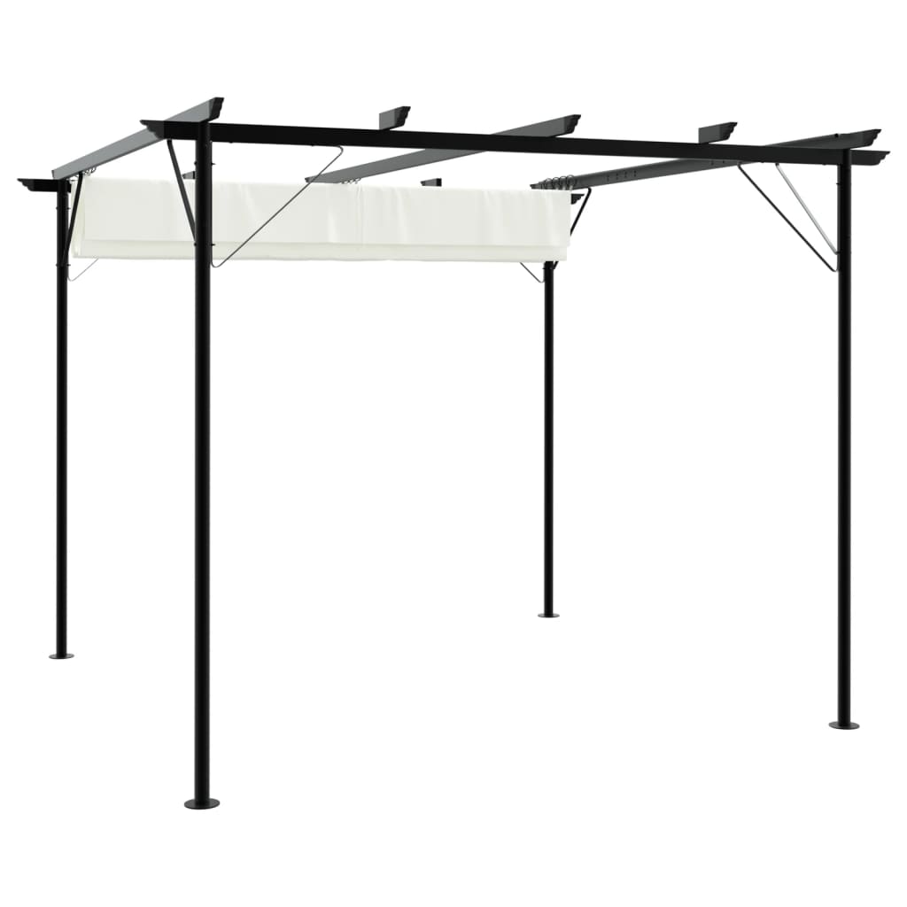 Tonnelle de jardin | Pergola avec toit rétractable Blanc crème 3 x 3 m ...