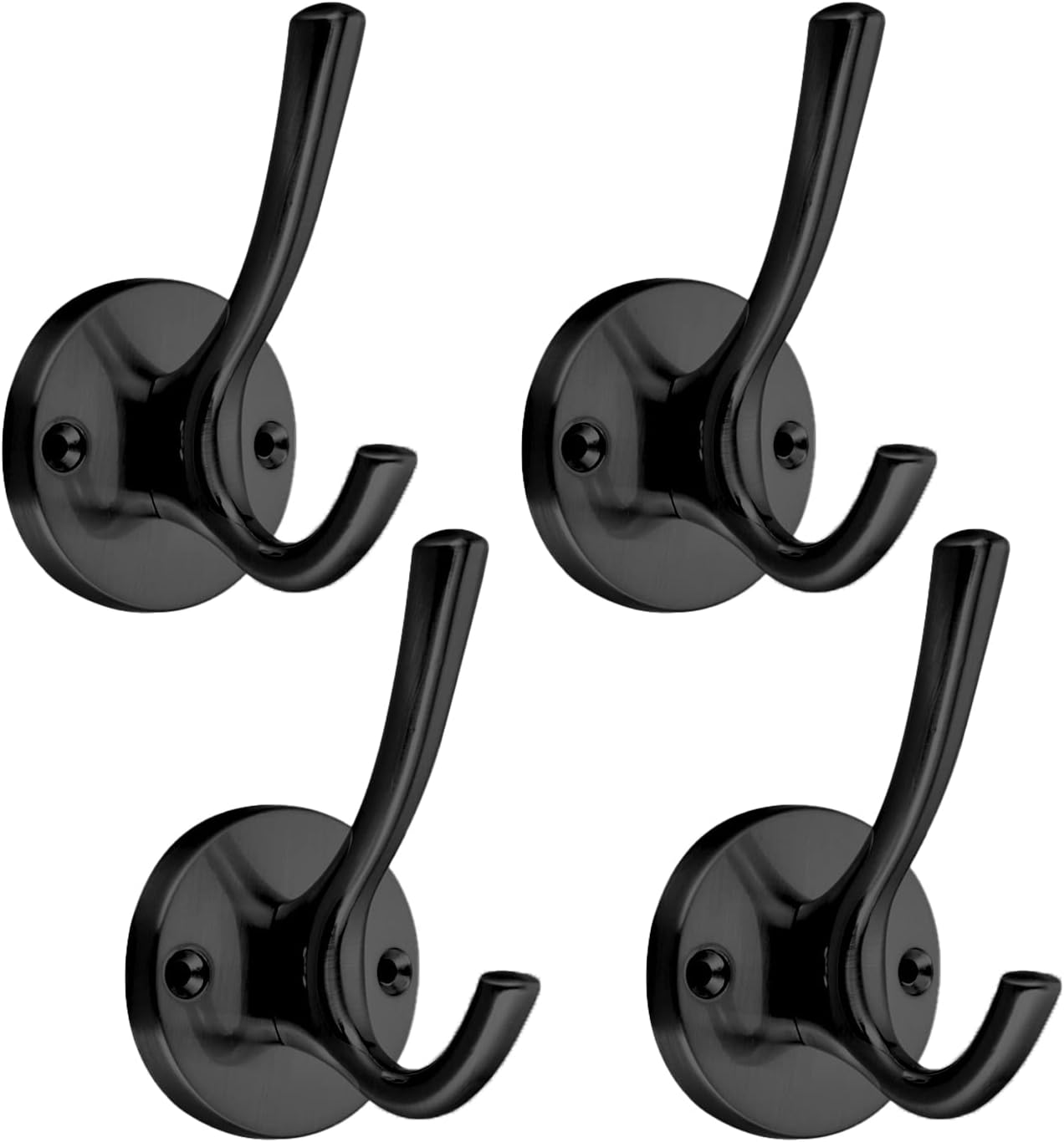 Haki ścienne, wieszaki na ręczniki i wieszaki na szlafroki do łazienek, kuchni i hoteli, zestaw 4 szt., kolor czarny
