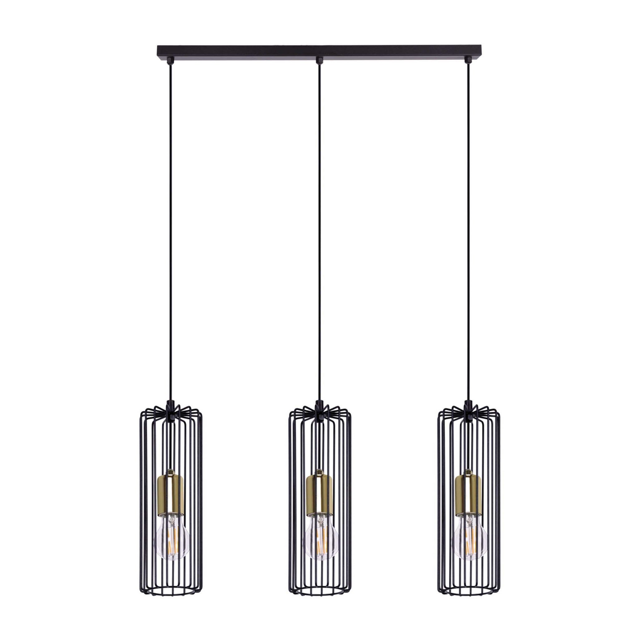 Lampa wisząca Kaja Gabia czarno-złota 3xE27x50W industrialna wym: 162 x 67 x 10 cm metal Kaja