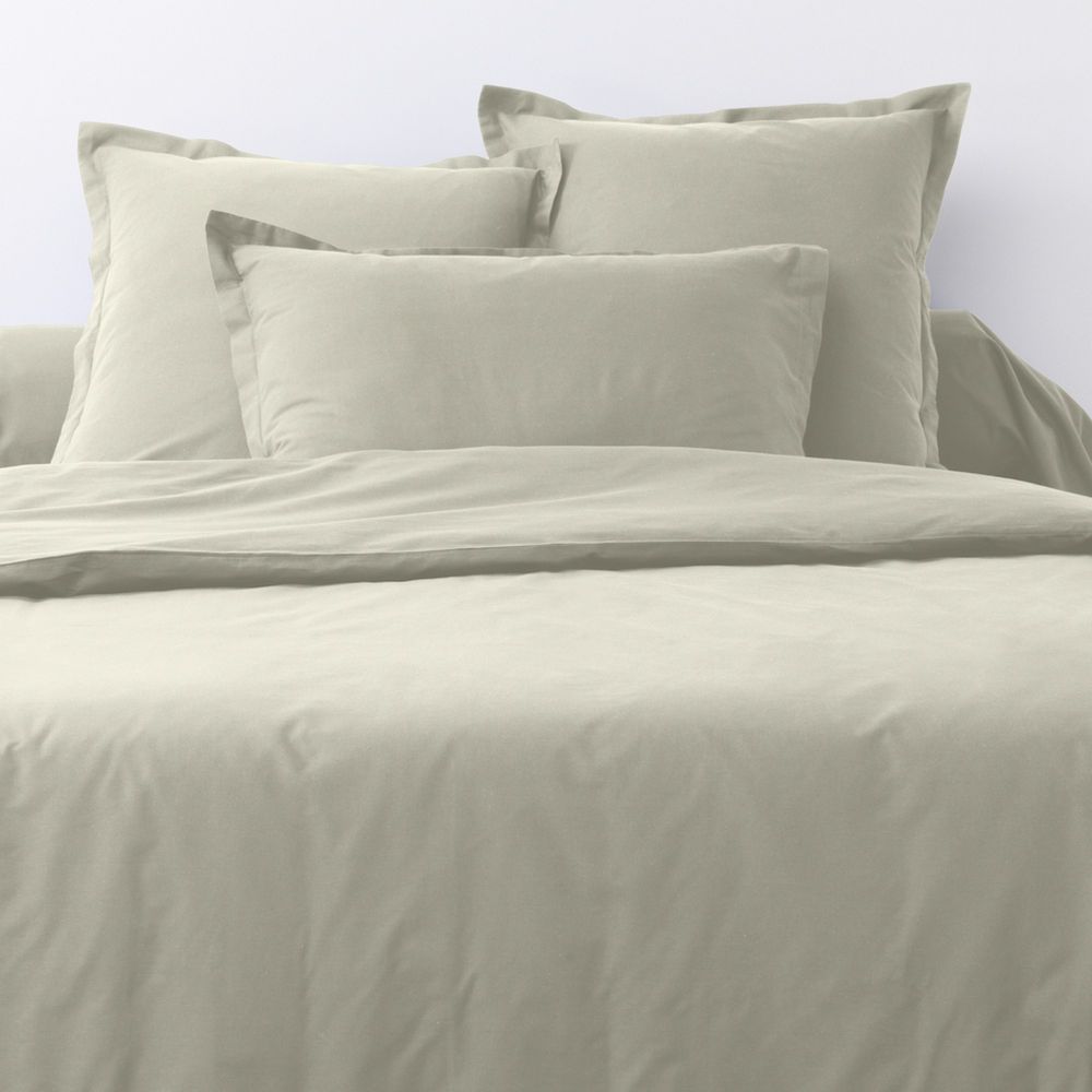 Housse de couette 240x260 cm + 2 taies d'oreiller carrées 100% Coton 57 fils Grège - 2