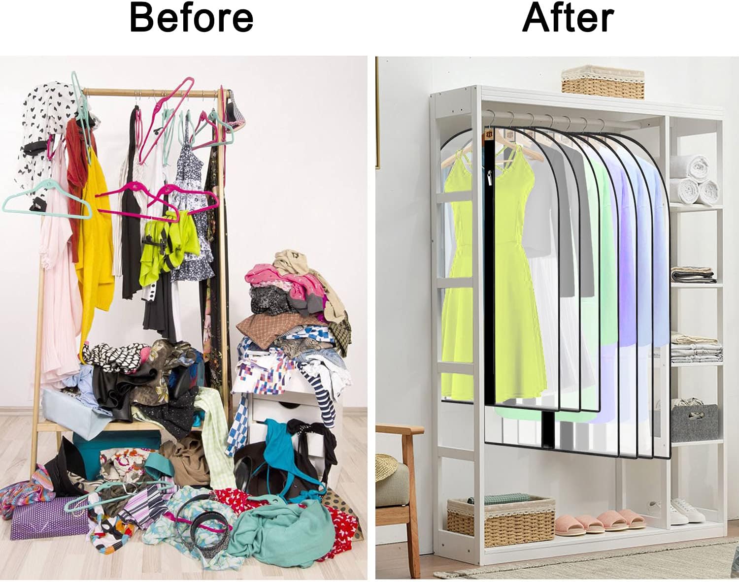 ZWMYF Sacchetti sottovuoto vestiti da appendere, 4 pezzi Vacuum storage