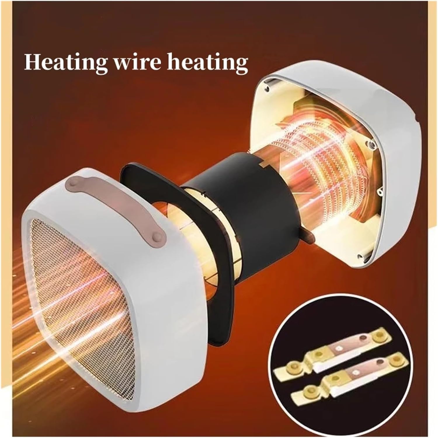 Miniaturowy, przenośny grzejnik elektryczny o mocy 500 W, wydajny i cichy, idealny do domu i biura, idealny na zimę (kolor: biały) - 4